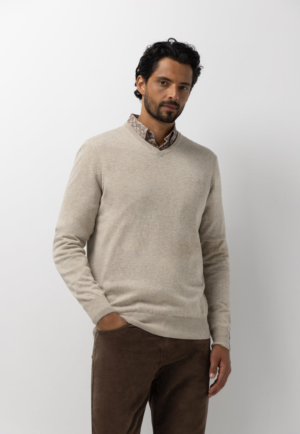 Fine-knit cotton jumper