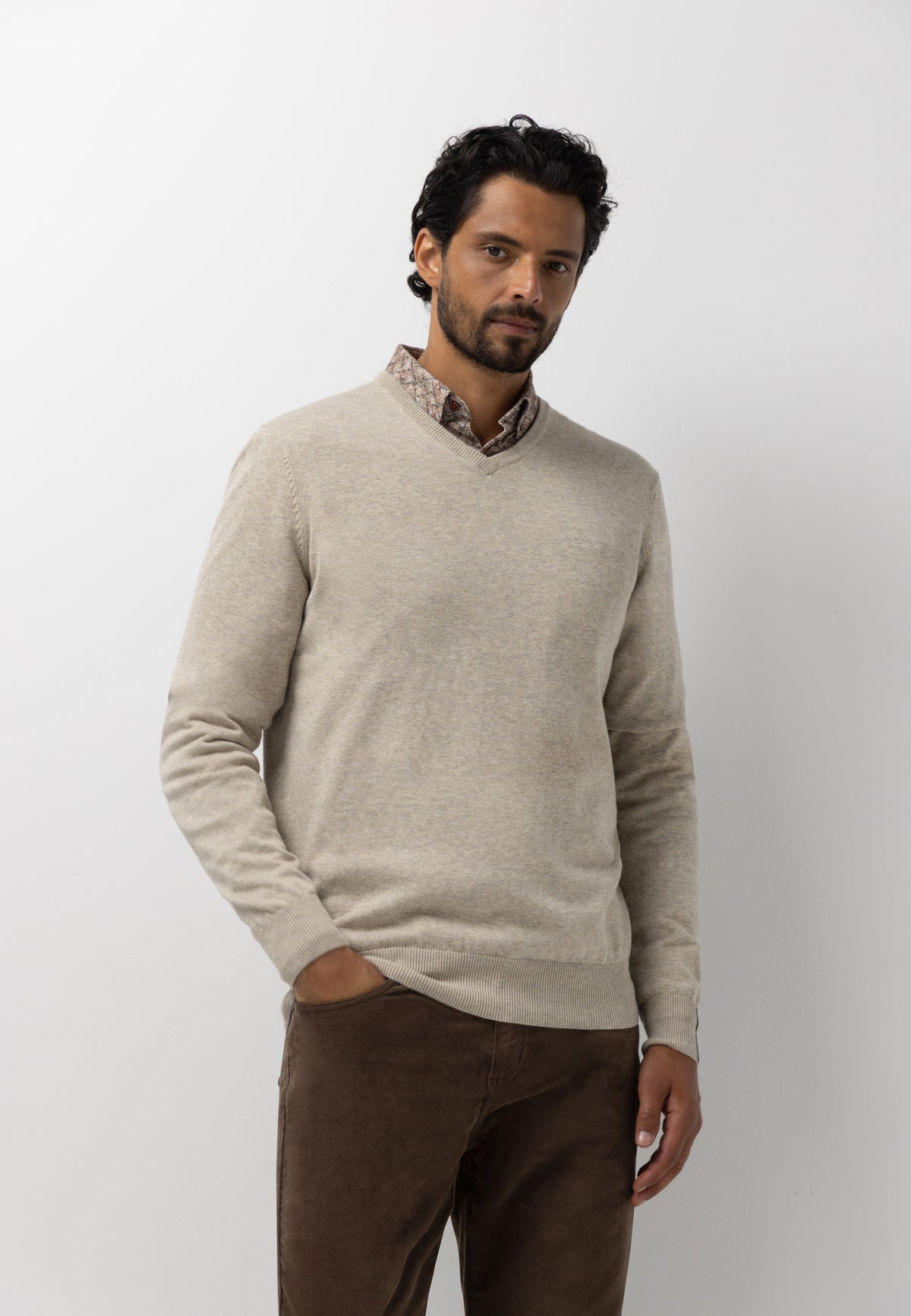 Fine-knit cotton jumper