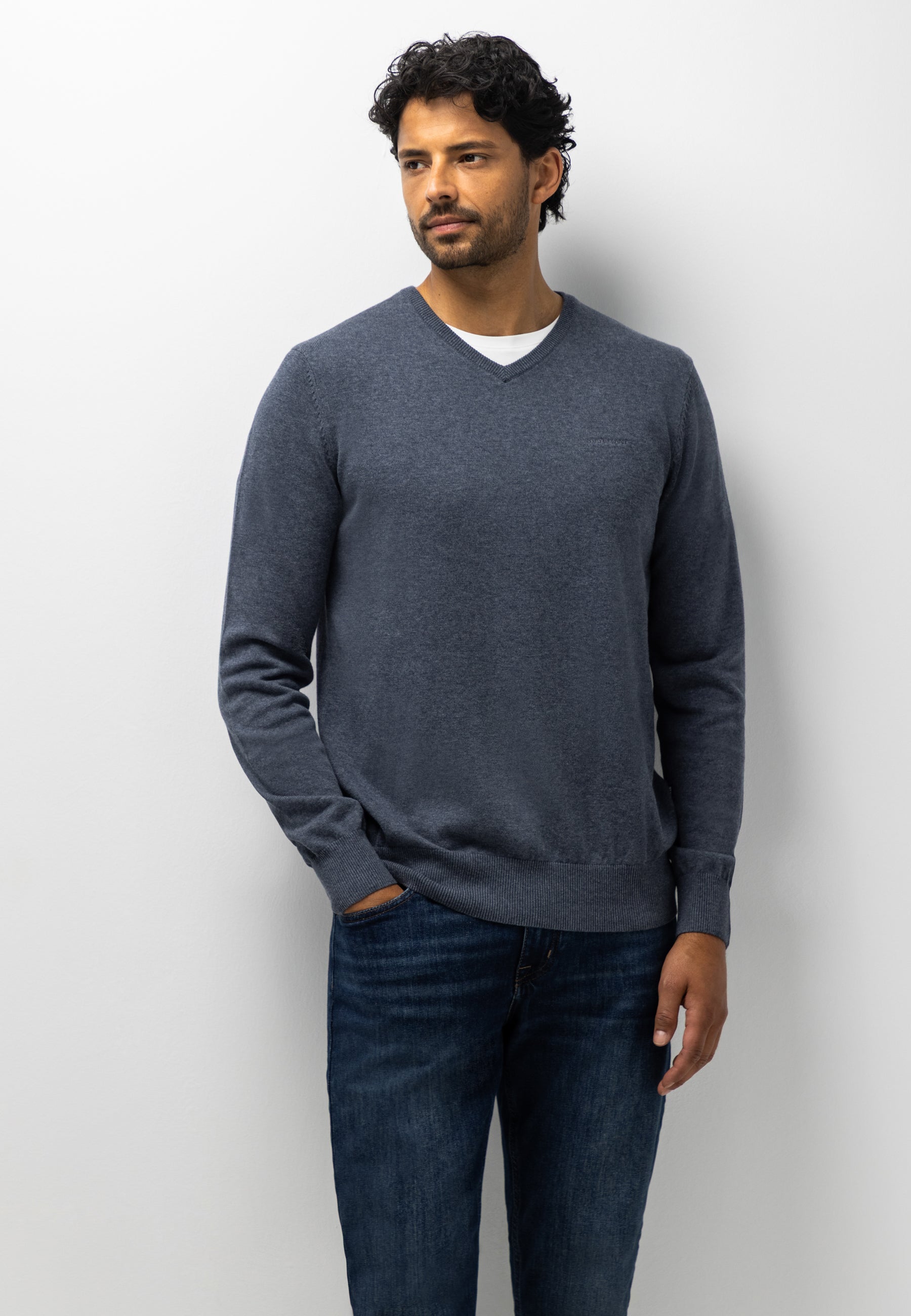 Fine-knit cotton jumper