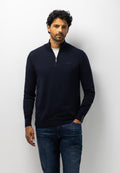 Pull avec demi-zip et broderie