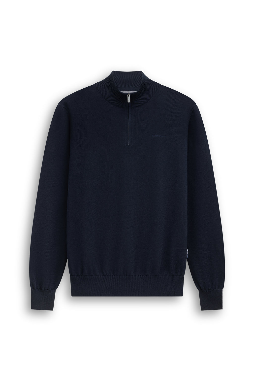 Pull avec demi-zip et broderie