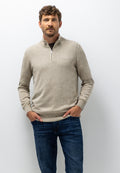 Pull avec demi-zip et broderie