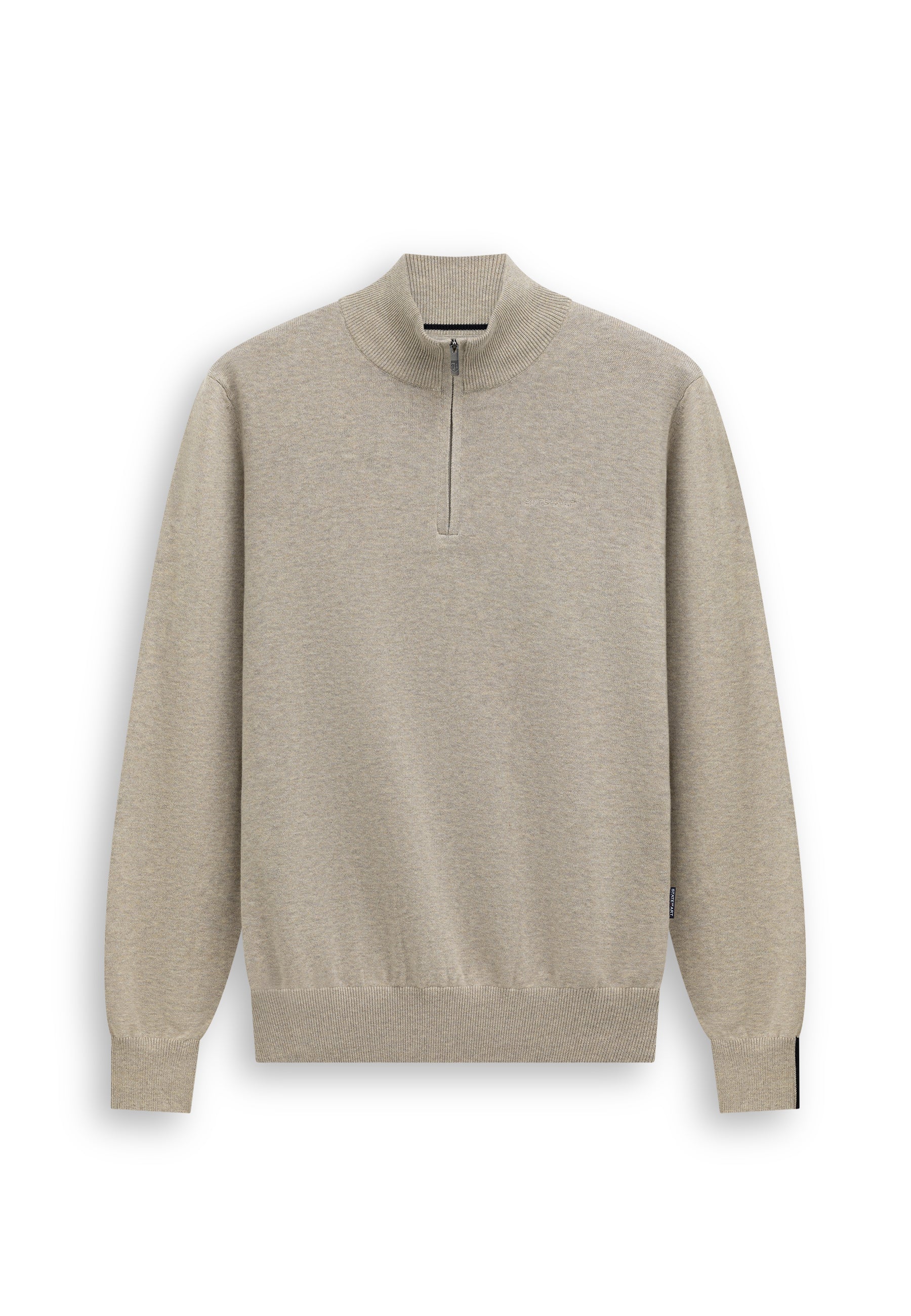Pull avec demi-zip et broderie