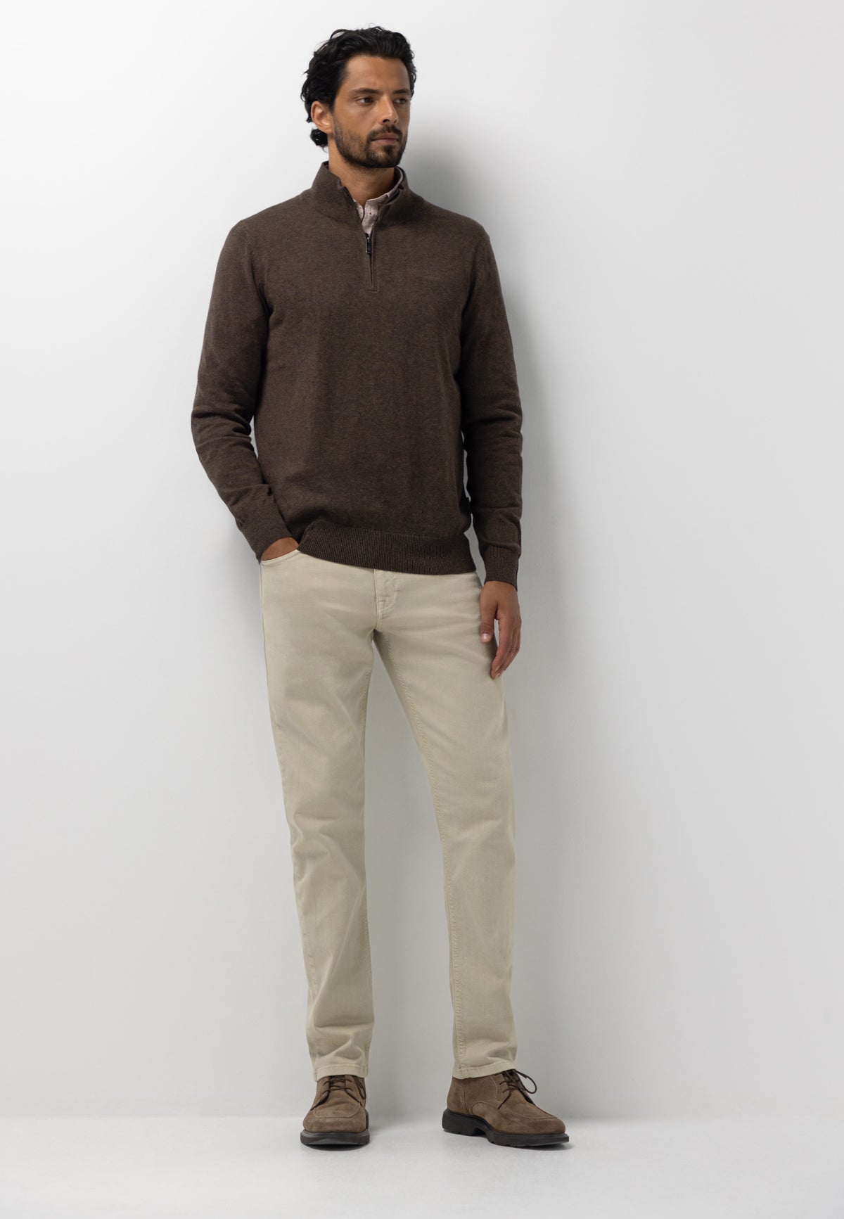 Jumper with half zip and embroidery