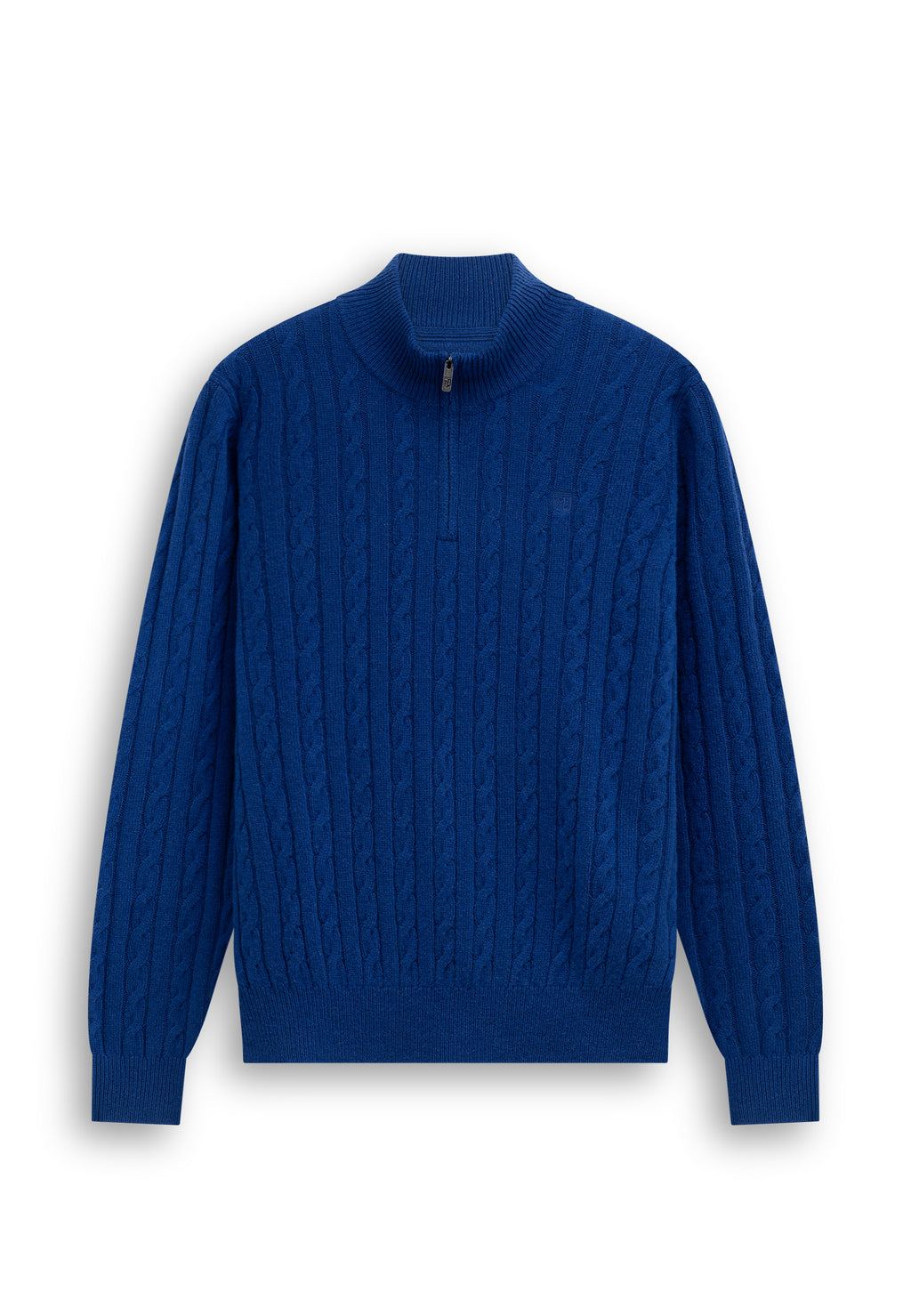 Cable-knit jumper with half zip