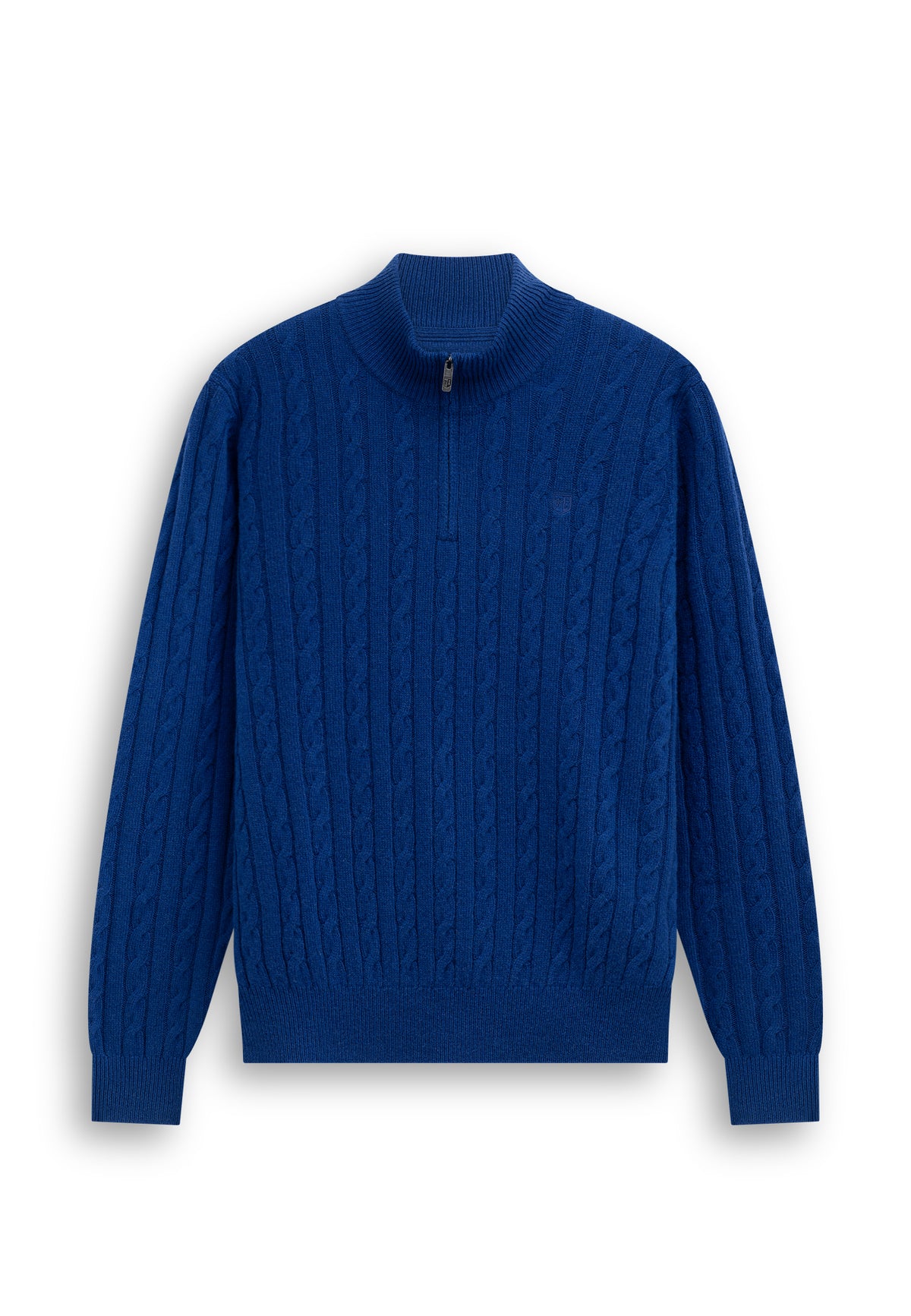 Cable-knit jumper with half zip