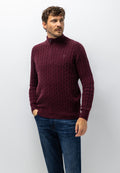 Cable-knit jumper with half zip