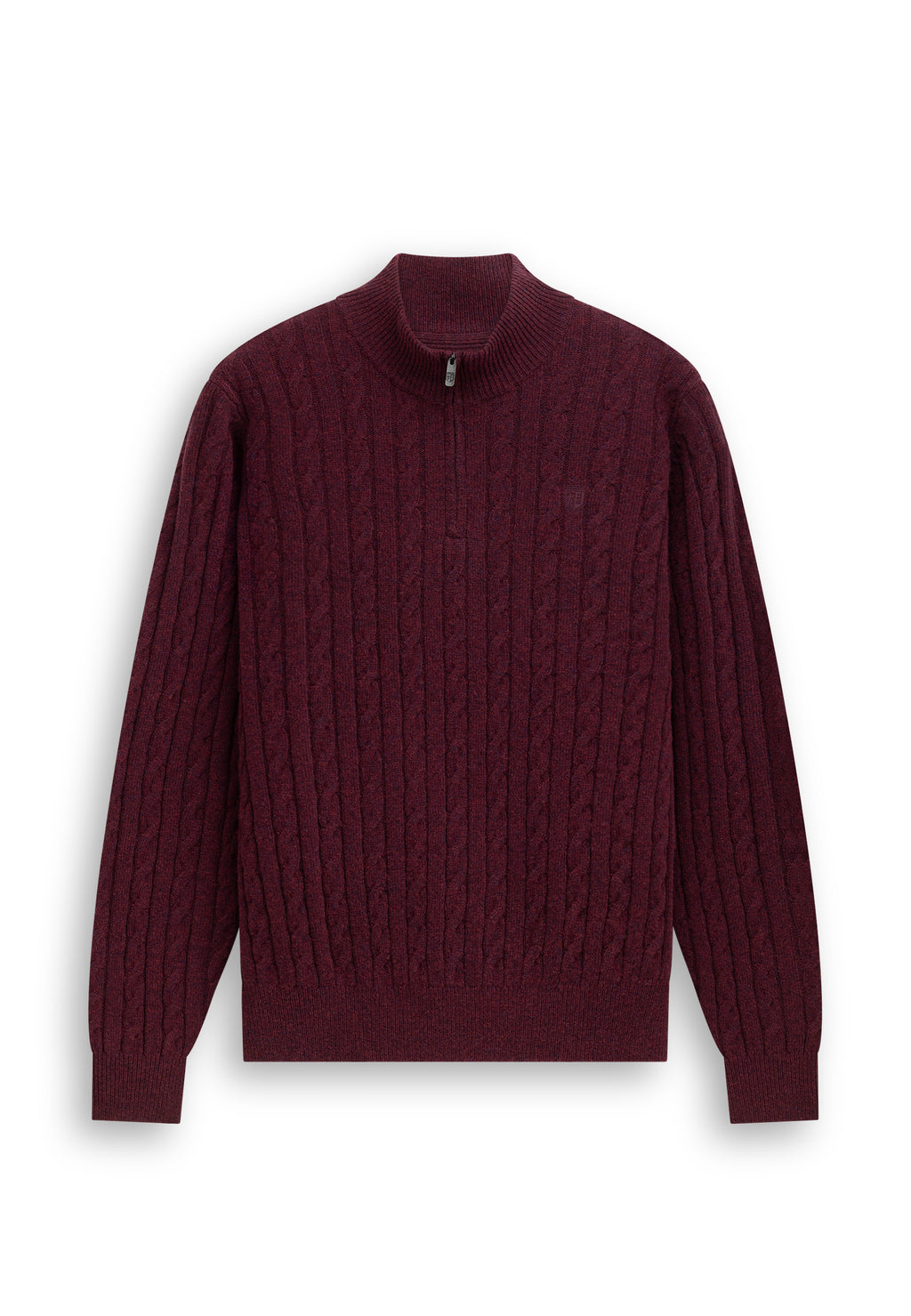 Cable-knit jumper with half zip