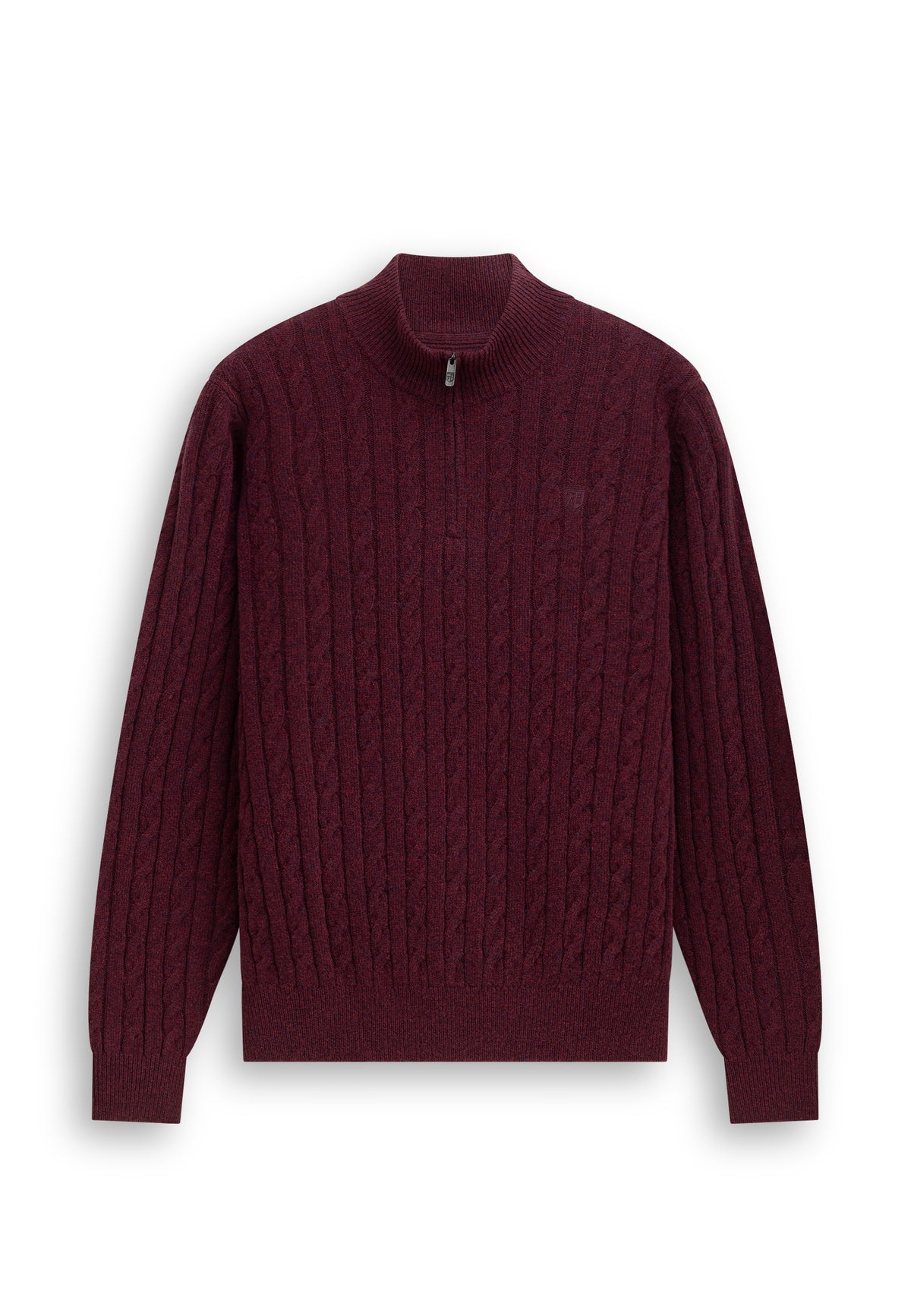 Cable-knit jumper with half zip
