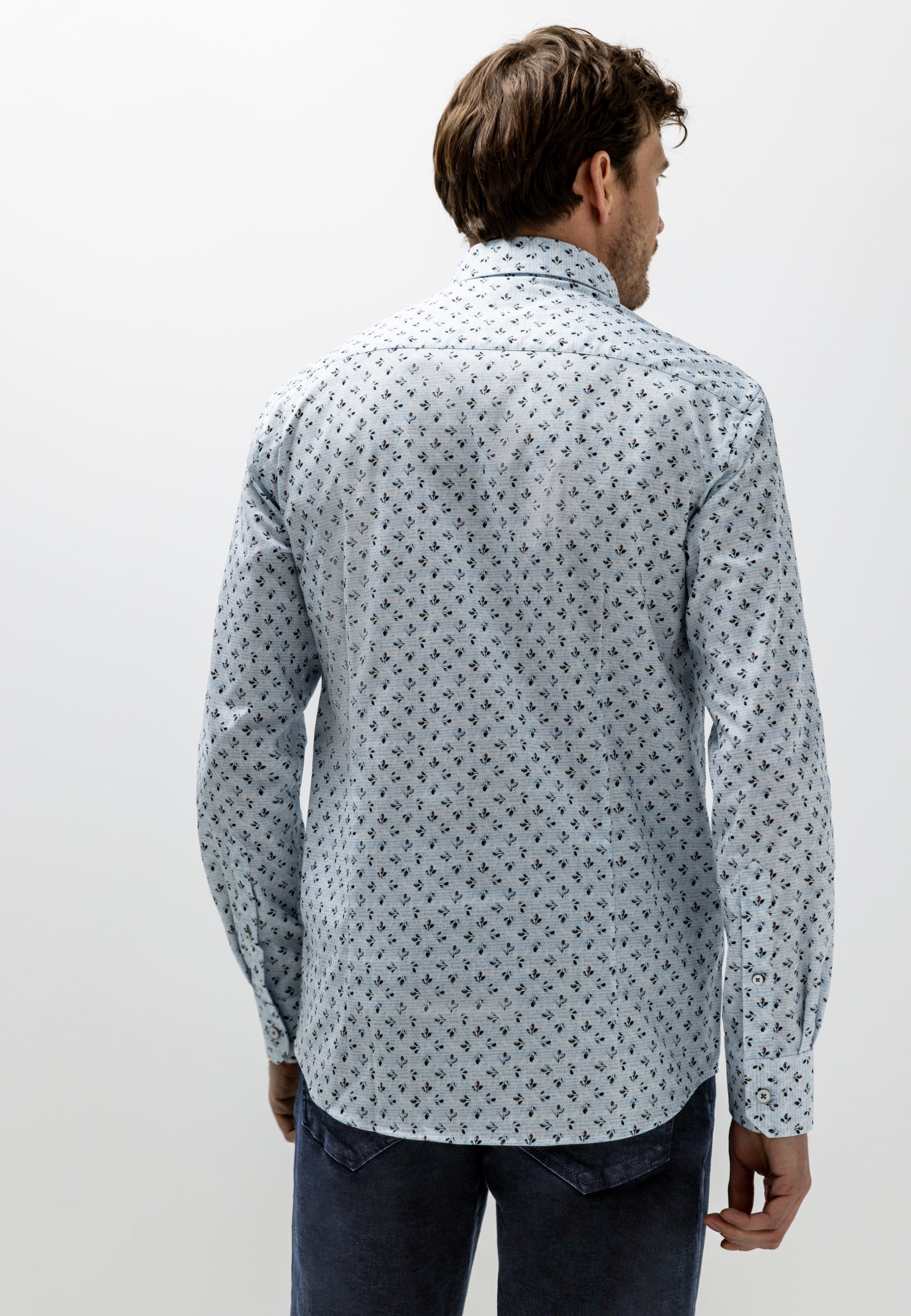 Overhemd met all-over print en structuur