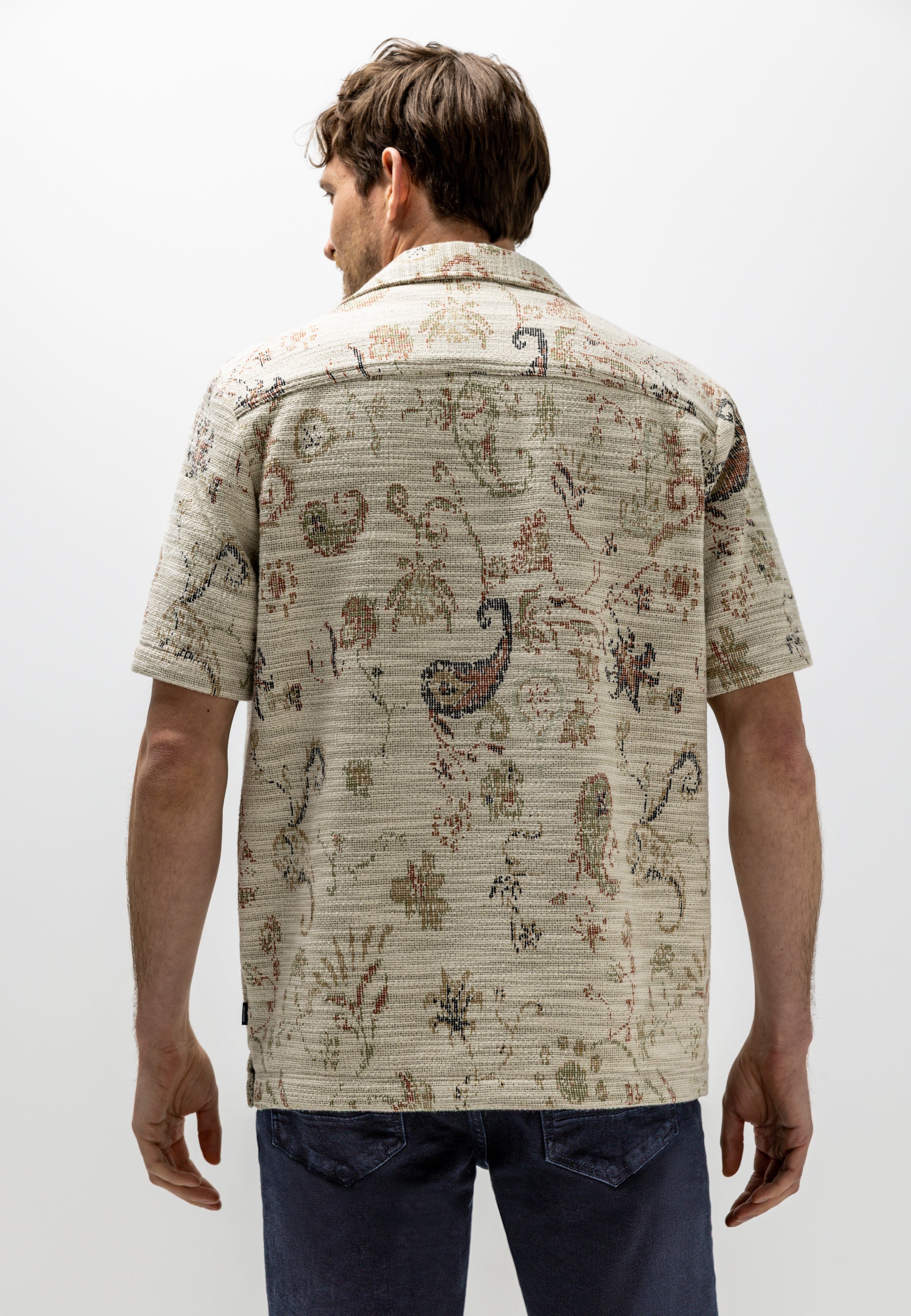 Overhemd met all-over print en structuur