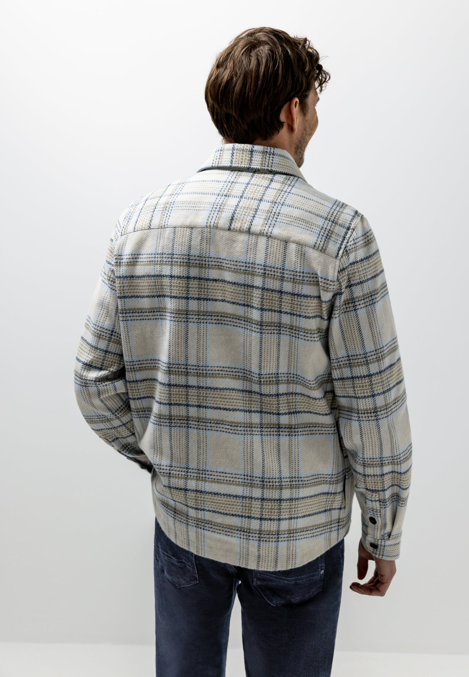 Twill overshirt with check pattern