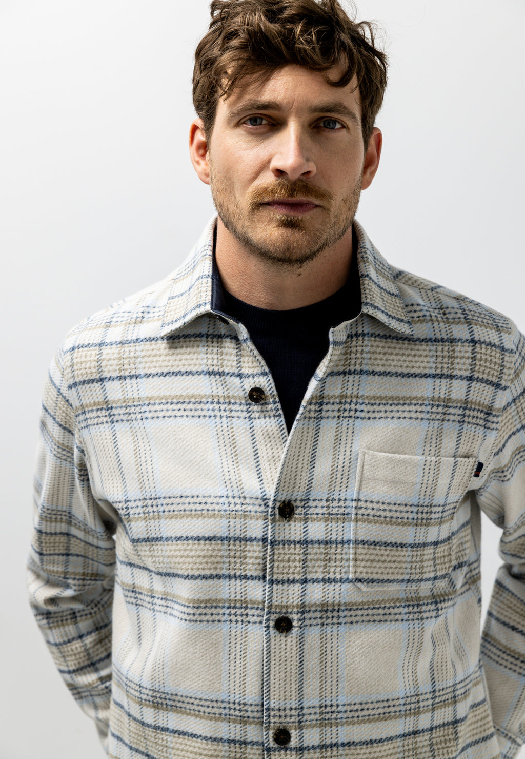 Twill overshirt met ruitdessin