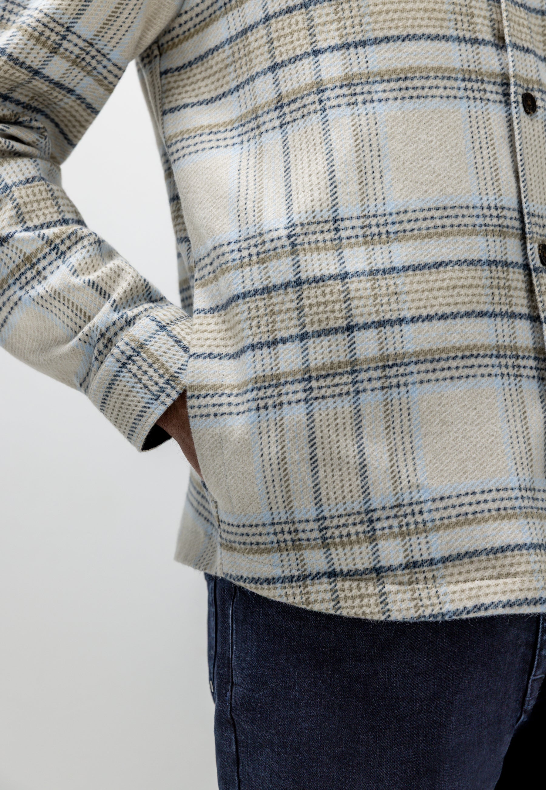 Twill overshirt with check pattern