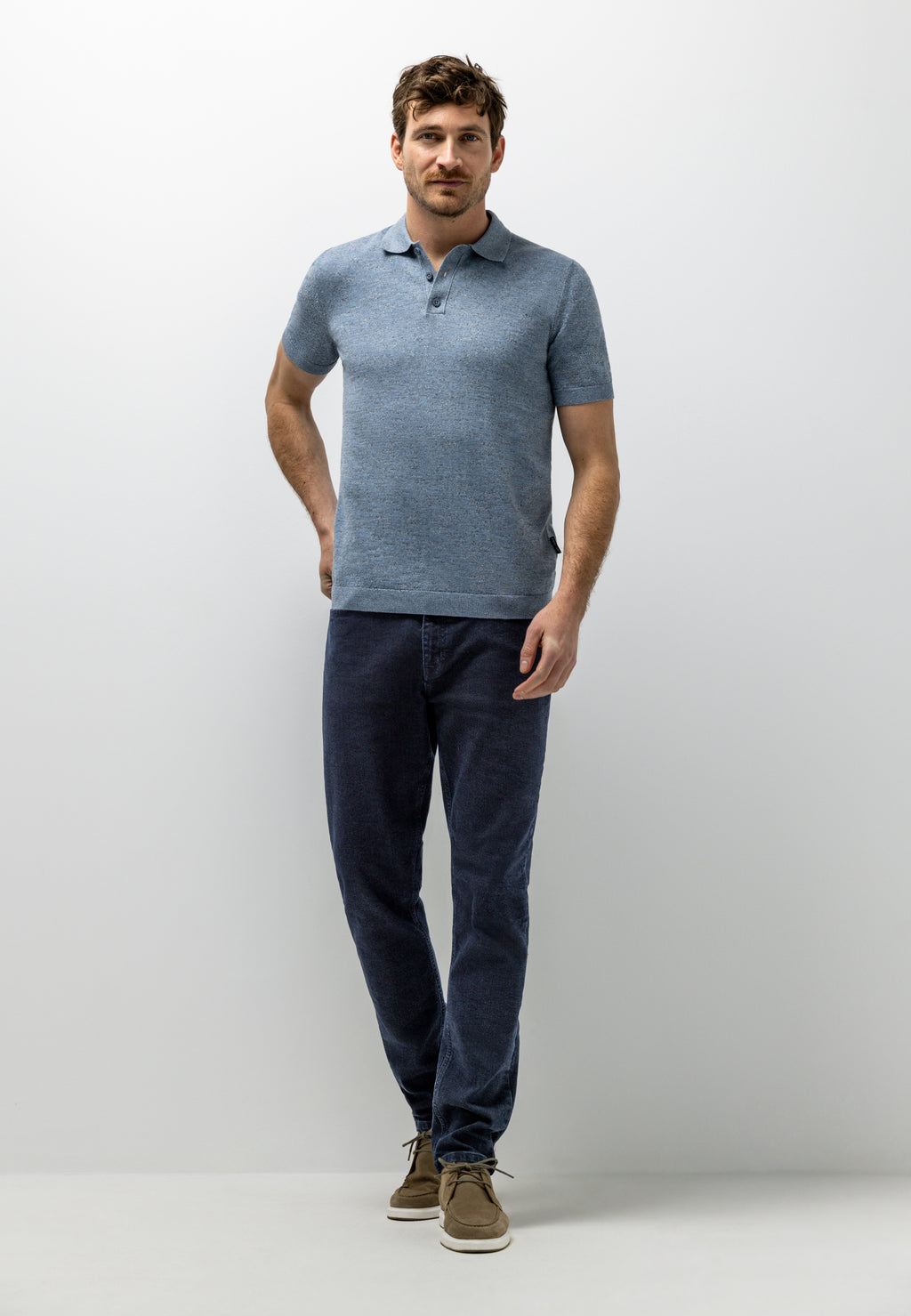 Gebreide polo met gemêleerd effect