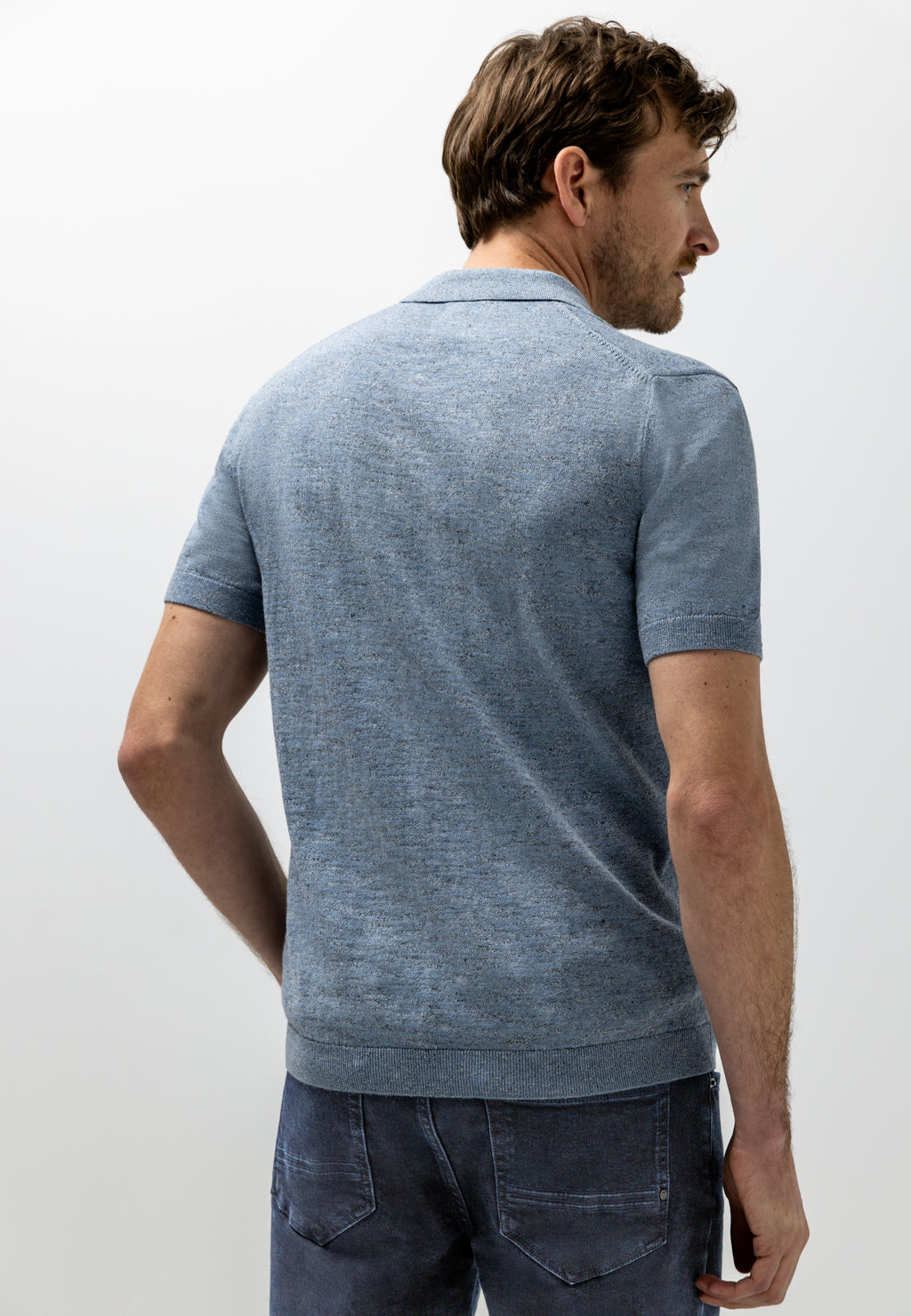 Gebreide polo met gemêleerd effect