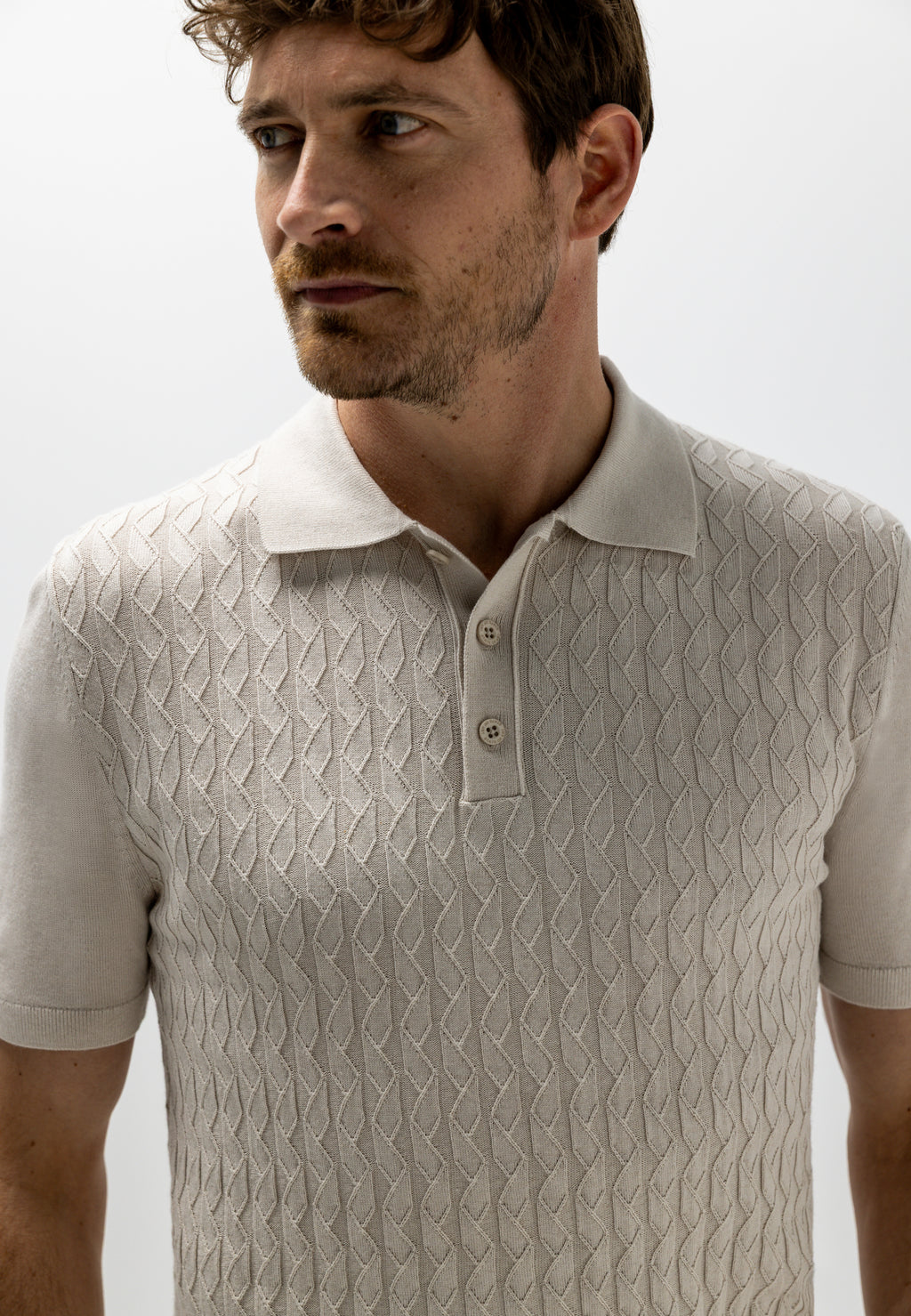 Knitted polo with texture