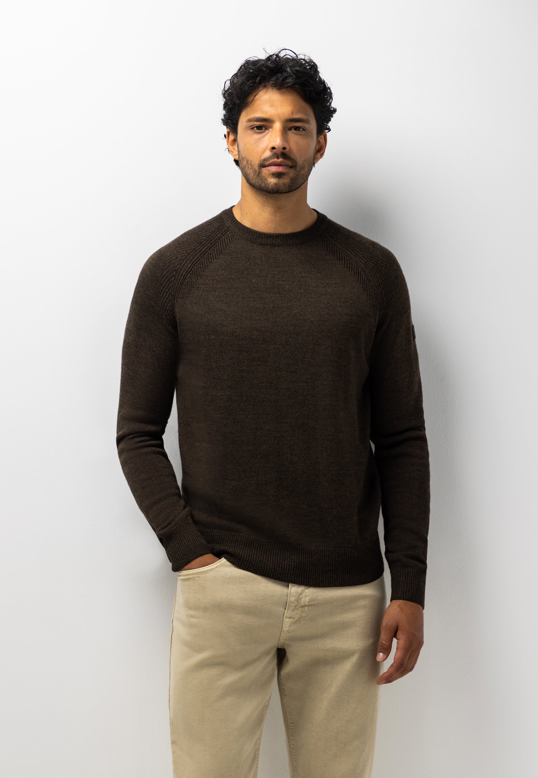 Pull en mélange de laine à col rond