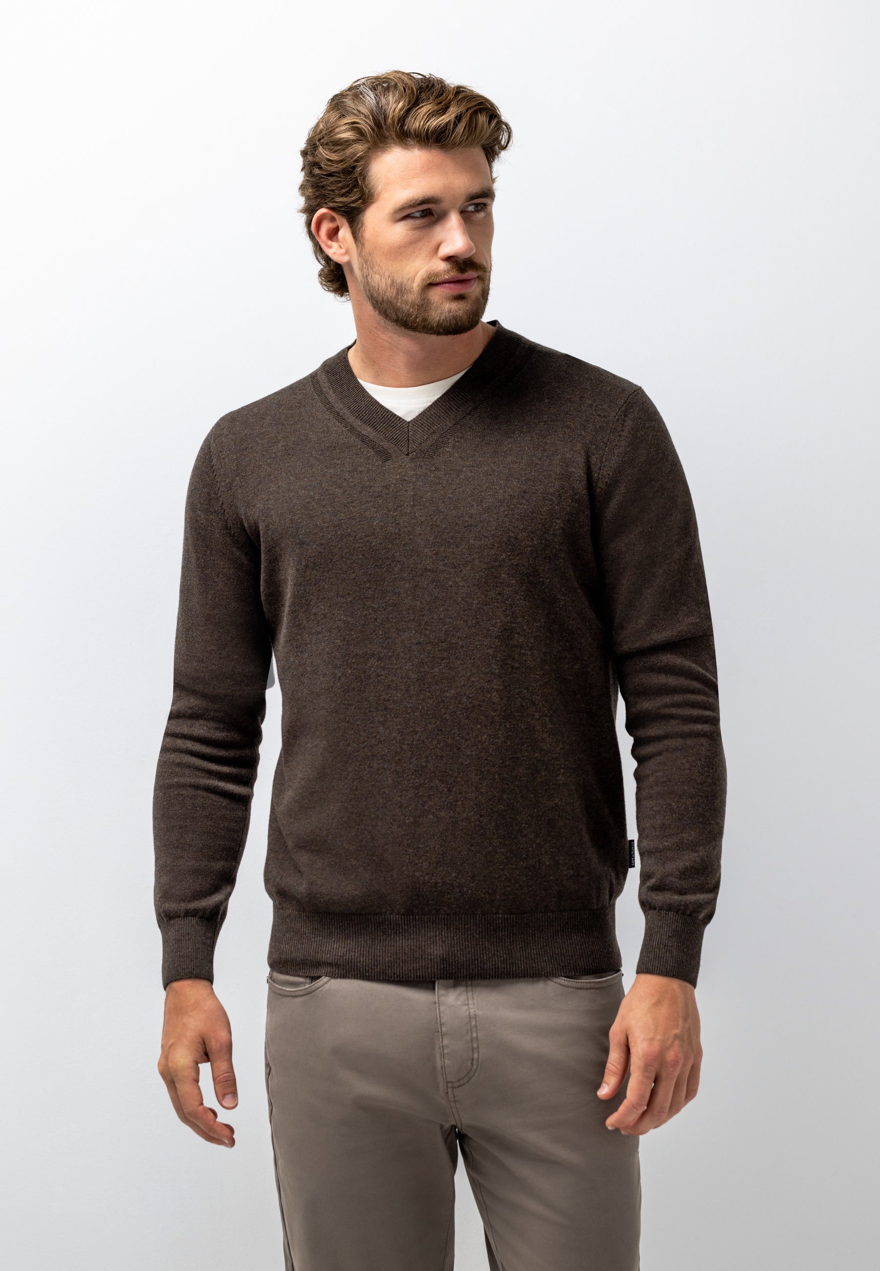 Pull en coton biologique à col V
