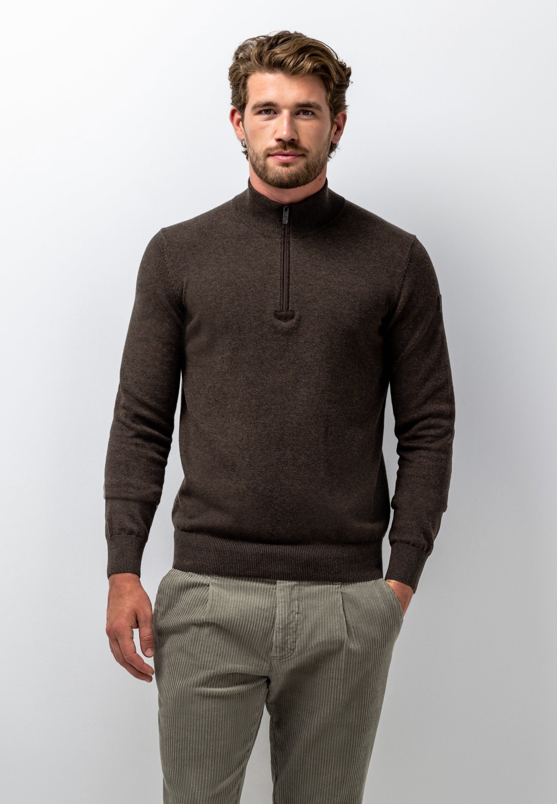 Cotton jumper with elbow patches
