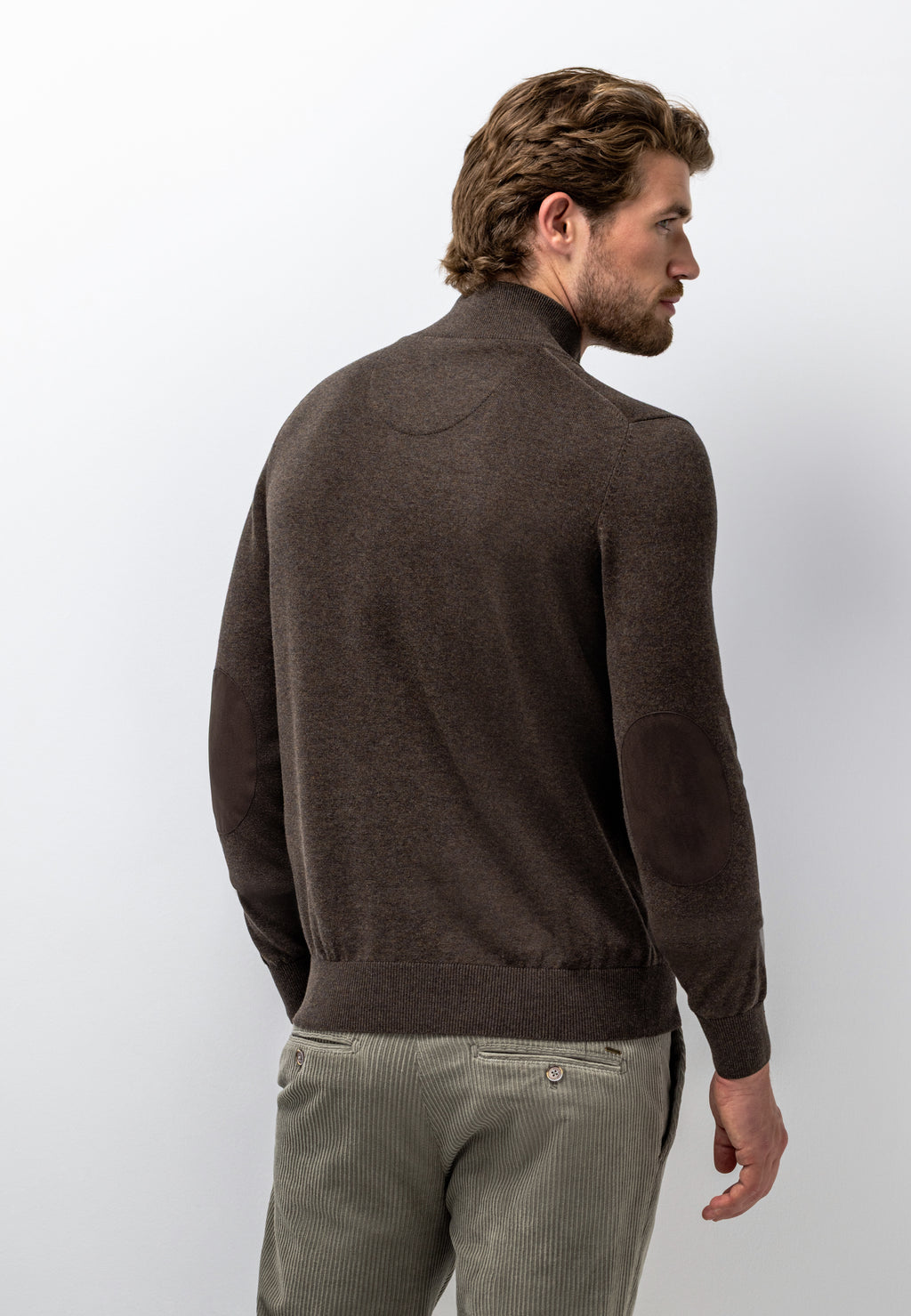 Trui van katoen met elleboogstukken