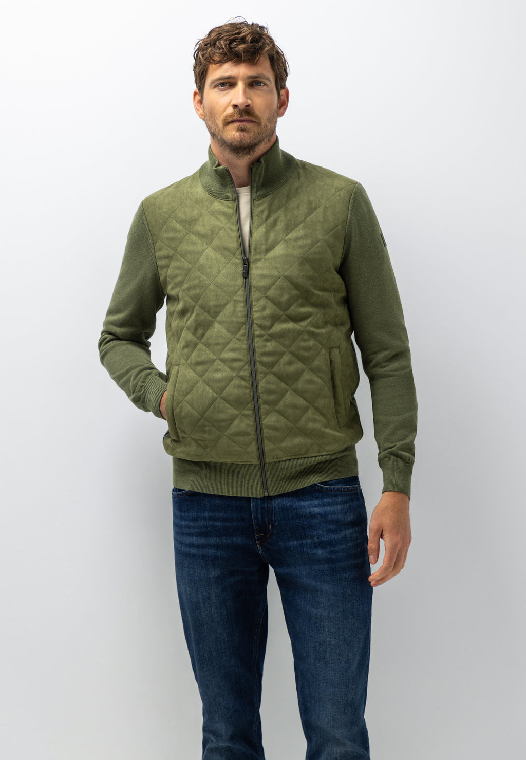 Cardigan with quilted front