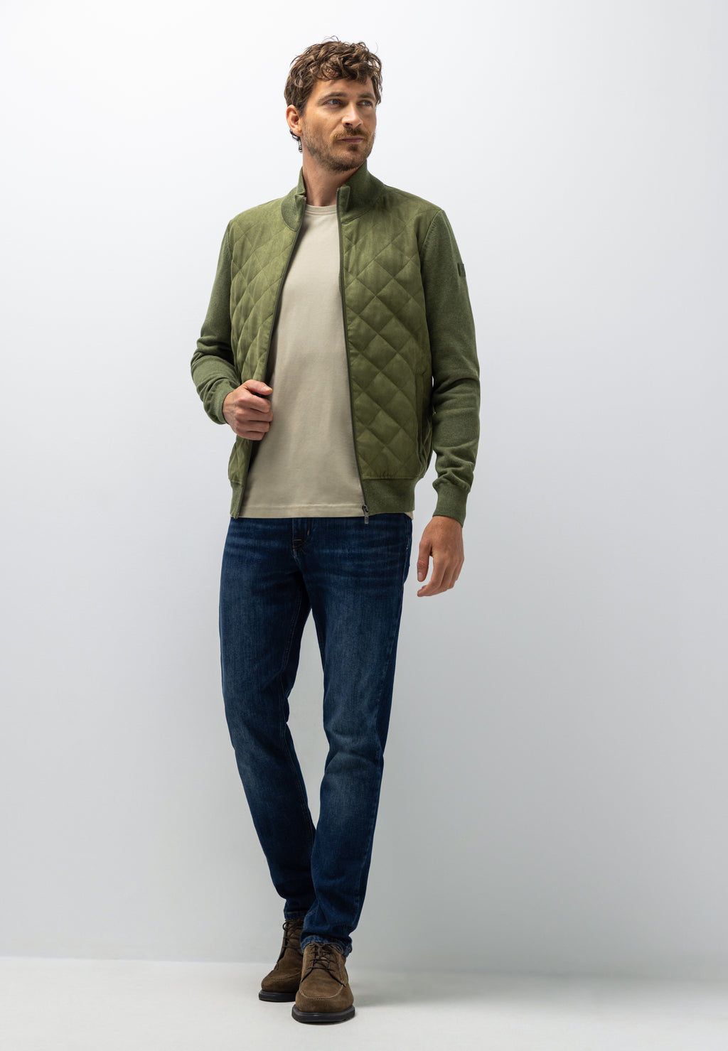 Cardigan with quilted front