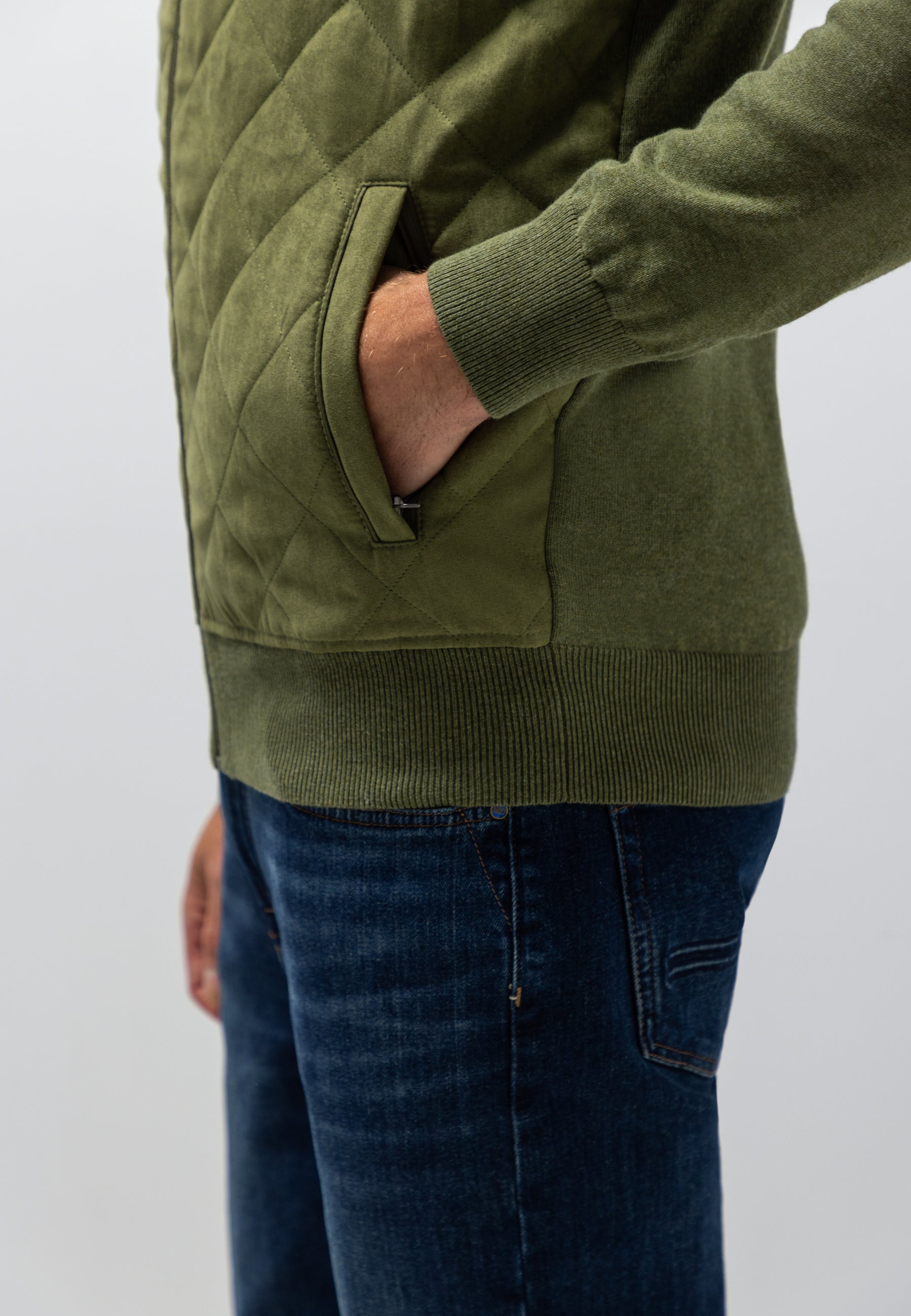 Cardigan with quilted front