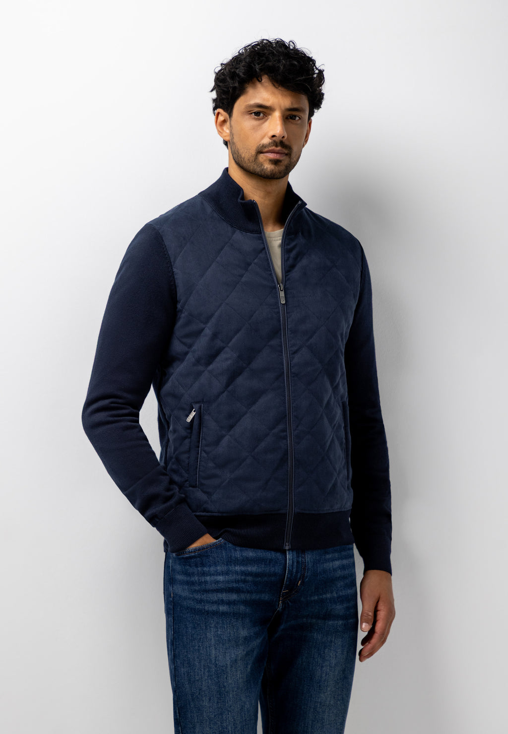 Cardigan with quilted front