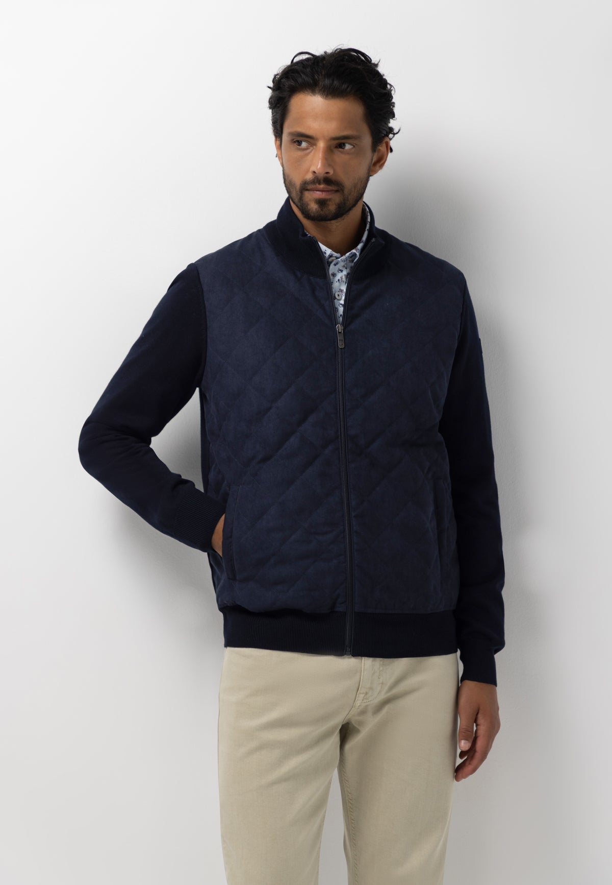 Cardigan with quilted front