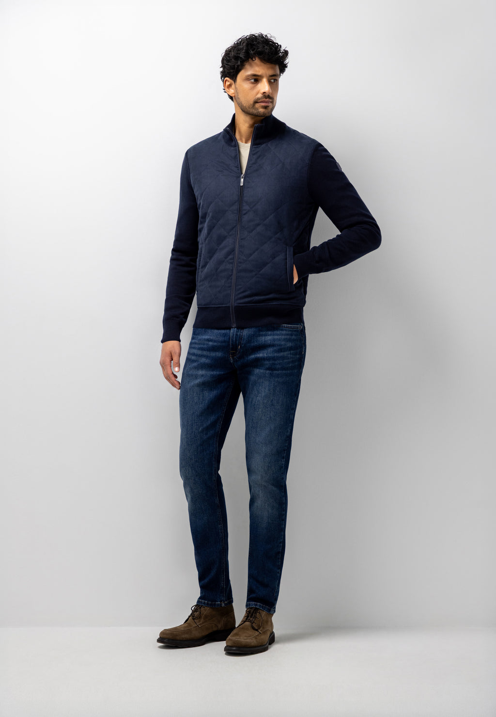 Cardigan with quilted front