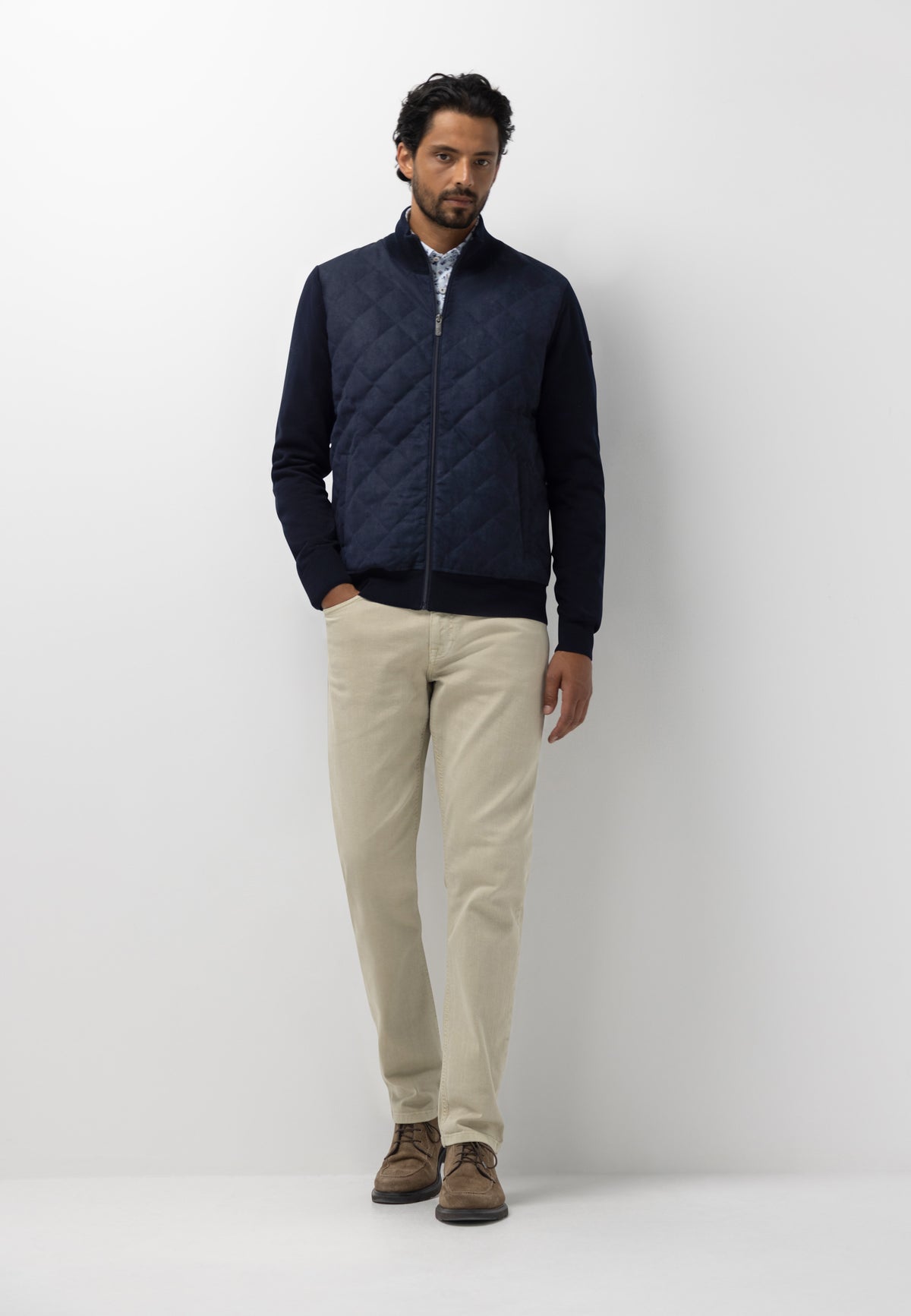 Cardigan with quilted front
