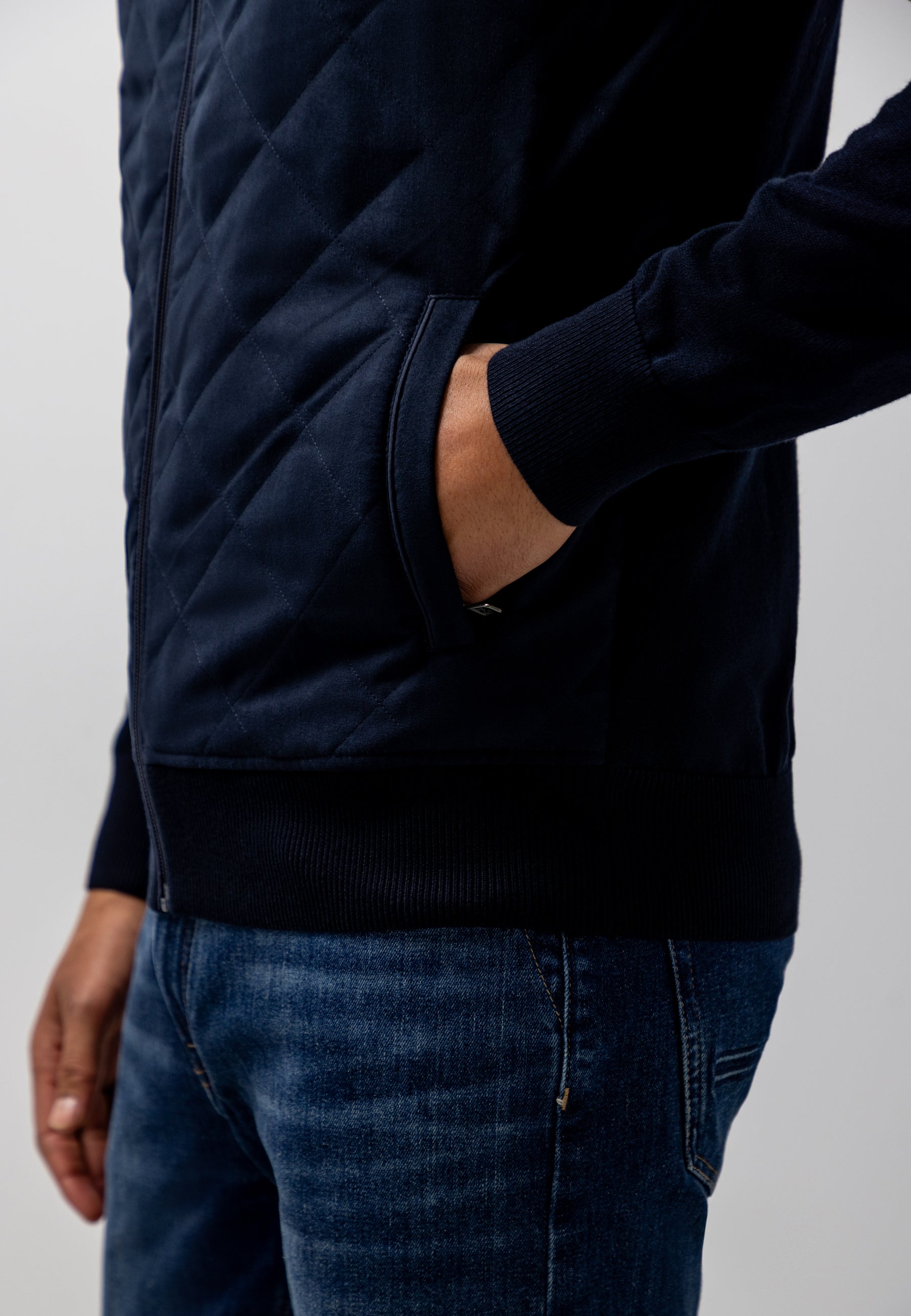 Cardigan with quilted front