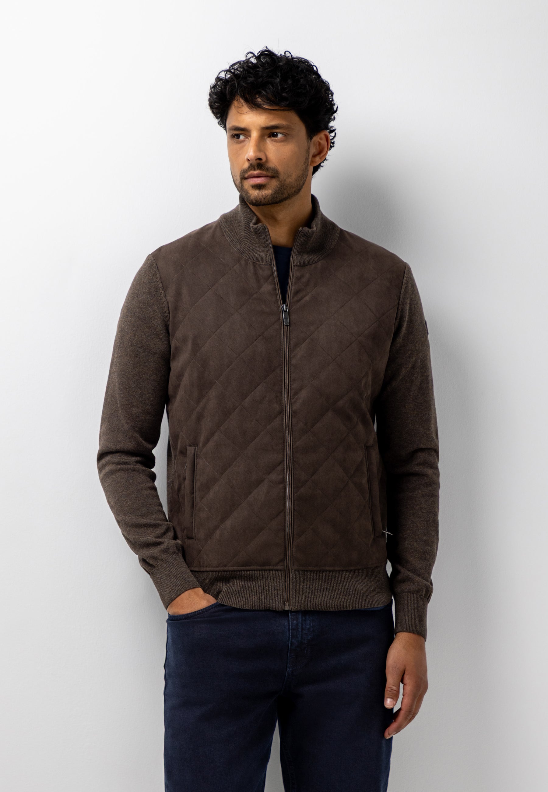 Cardigan with quilted front