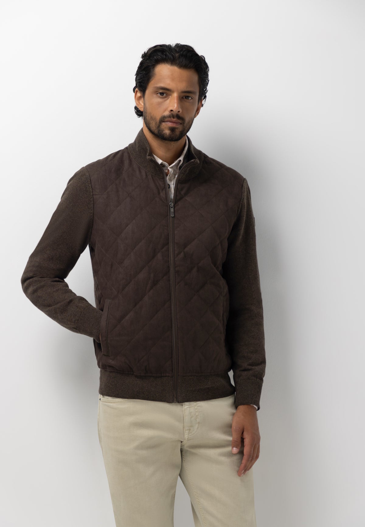 Cardigan with quilted front