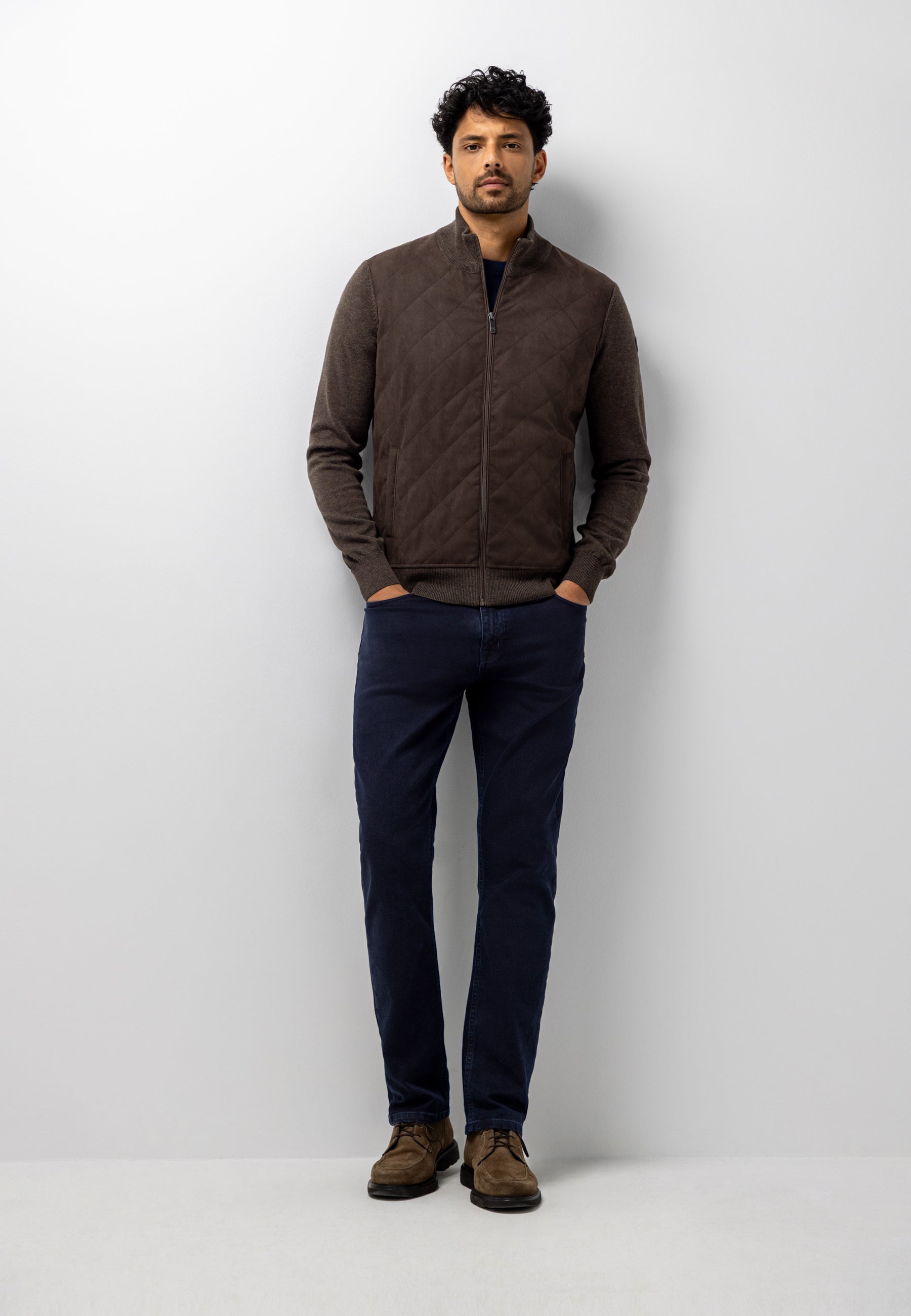 Cardigan with quilted front
