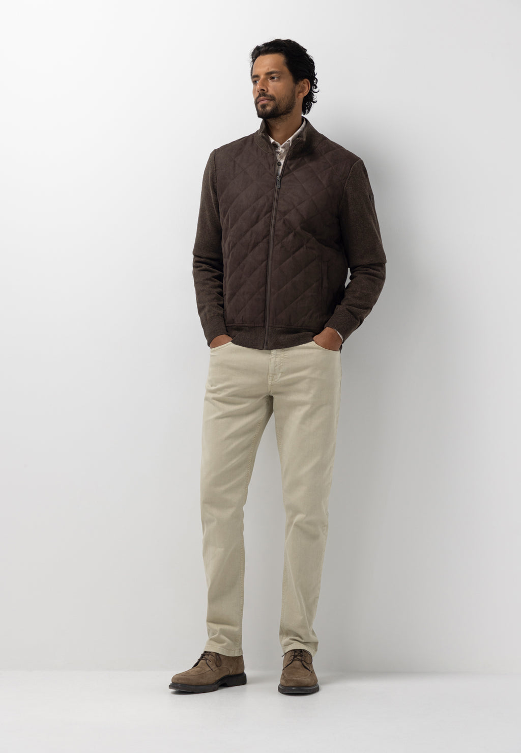 Cardigan with quilted front