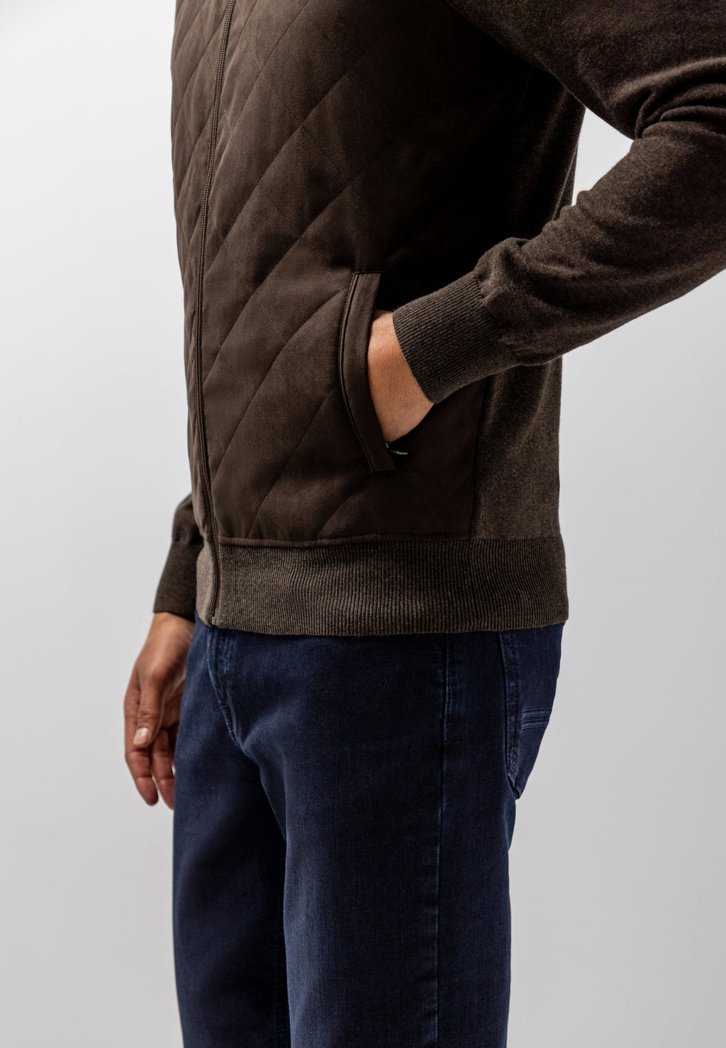 Cardigan with quilted front