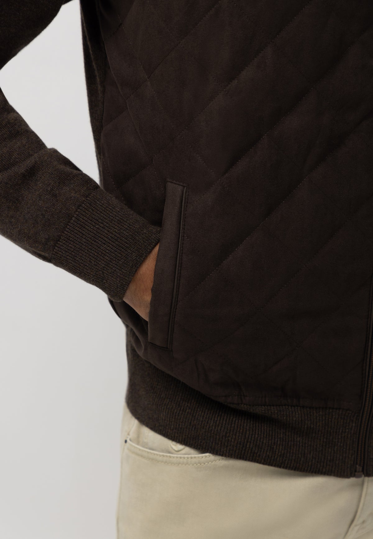 Cardigan with quilted front