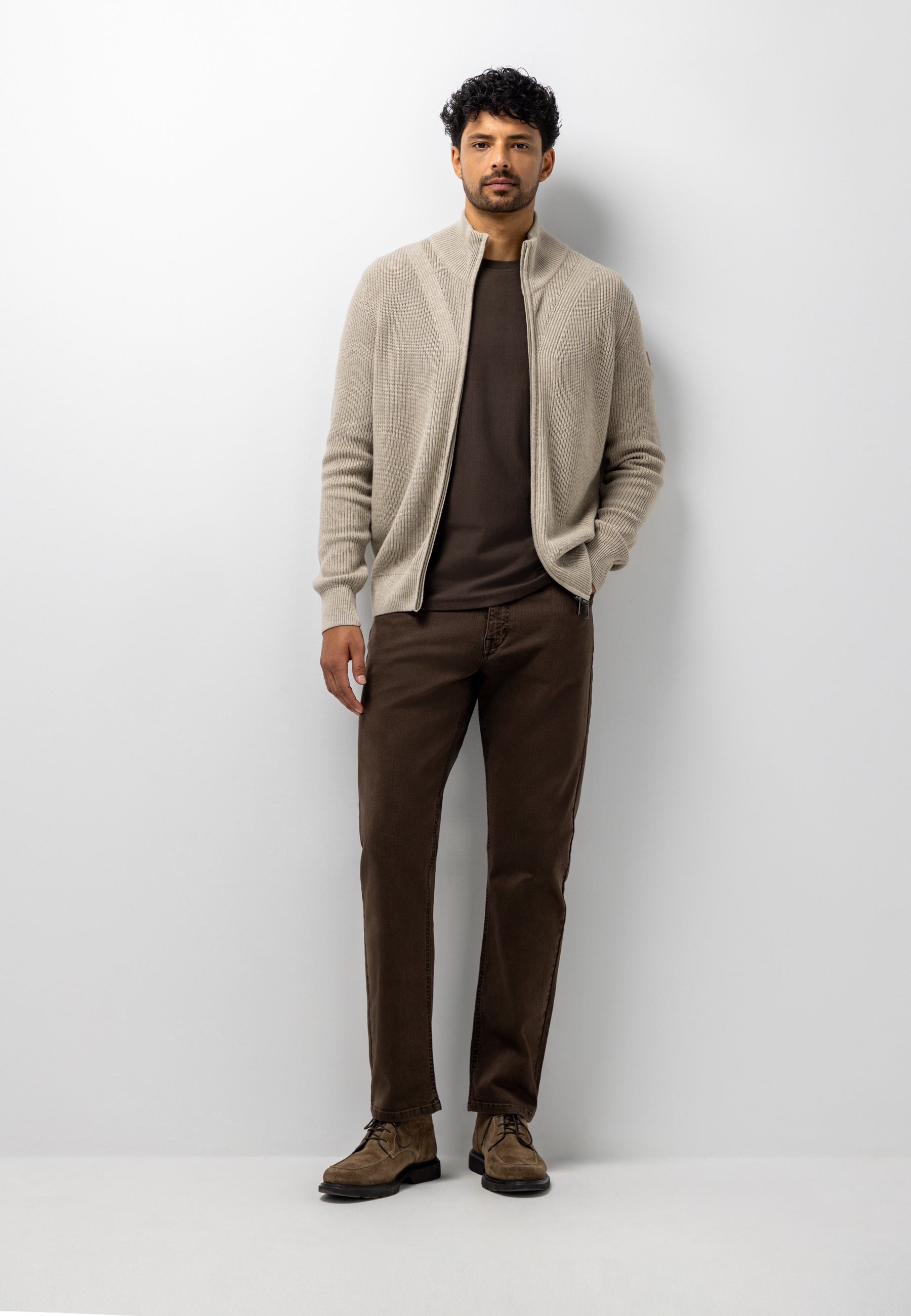 Cardigan with two-way zip