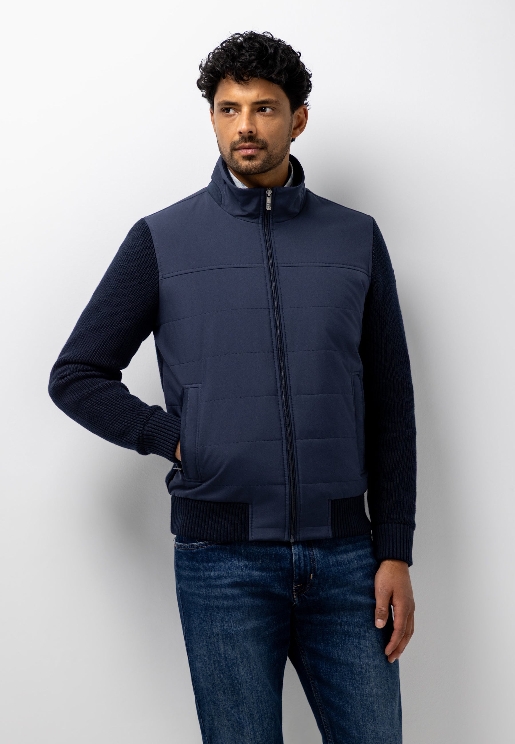Cardigan with suede-look front