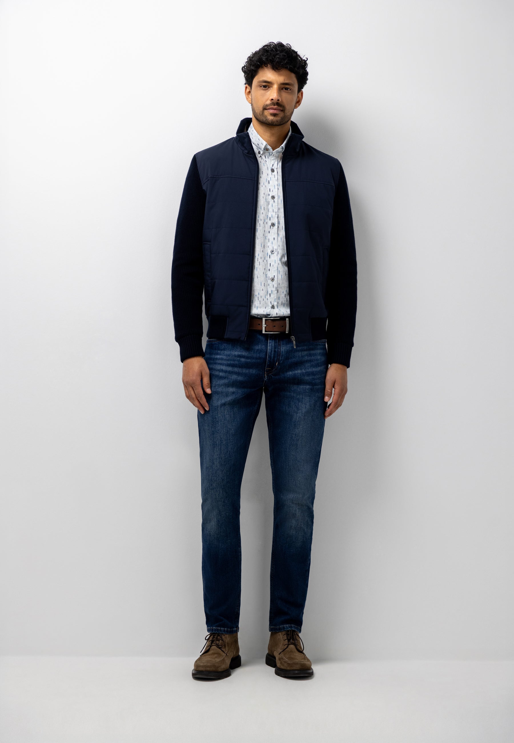 Cardigan with suede-look front