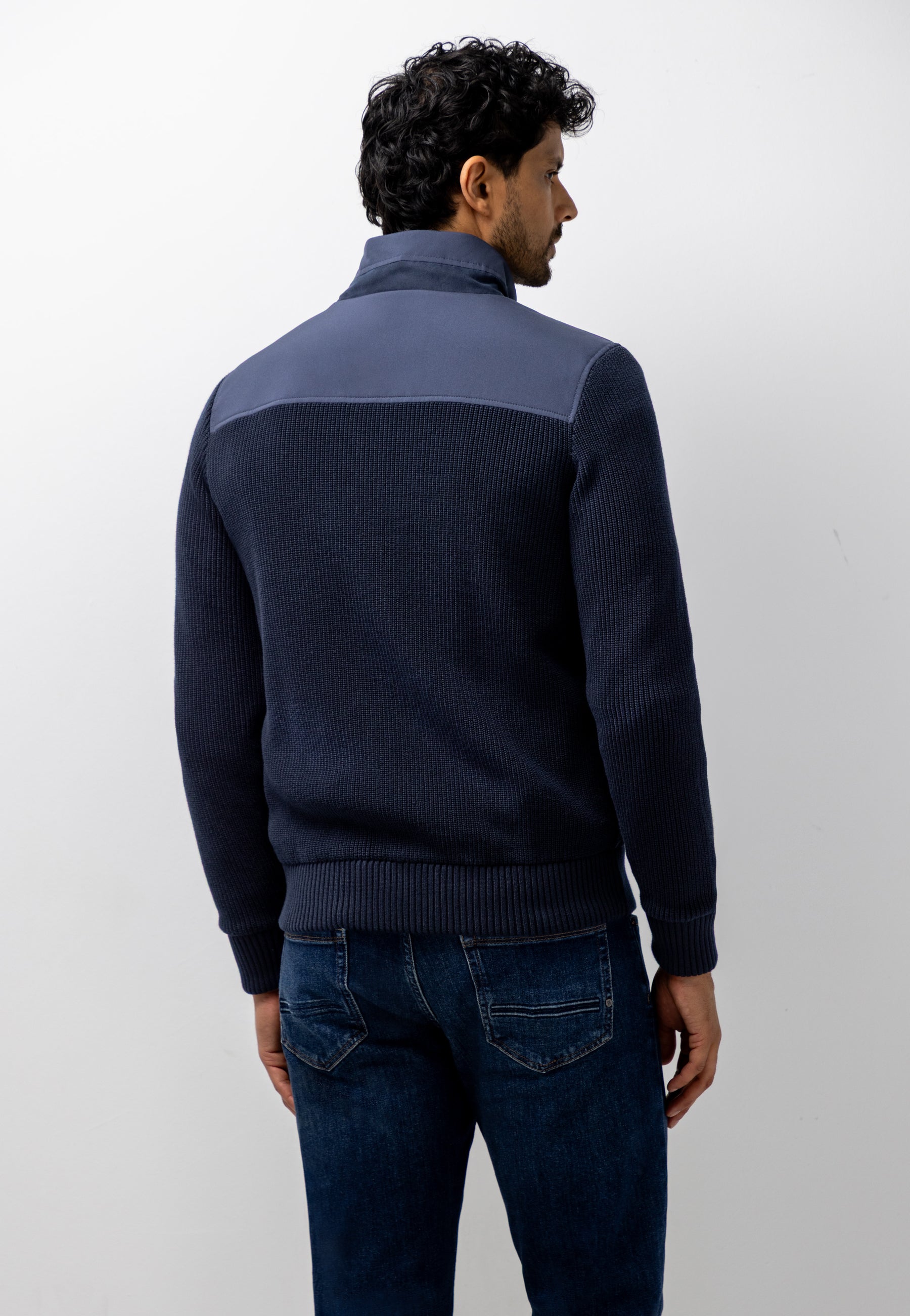 Cardigan with suede-look front