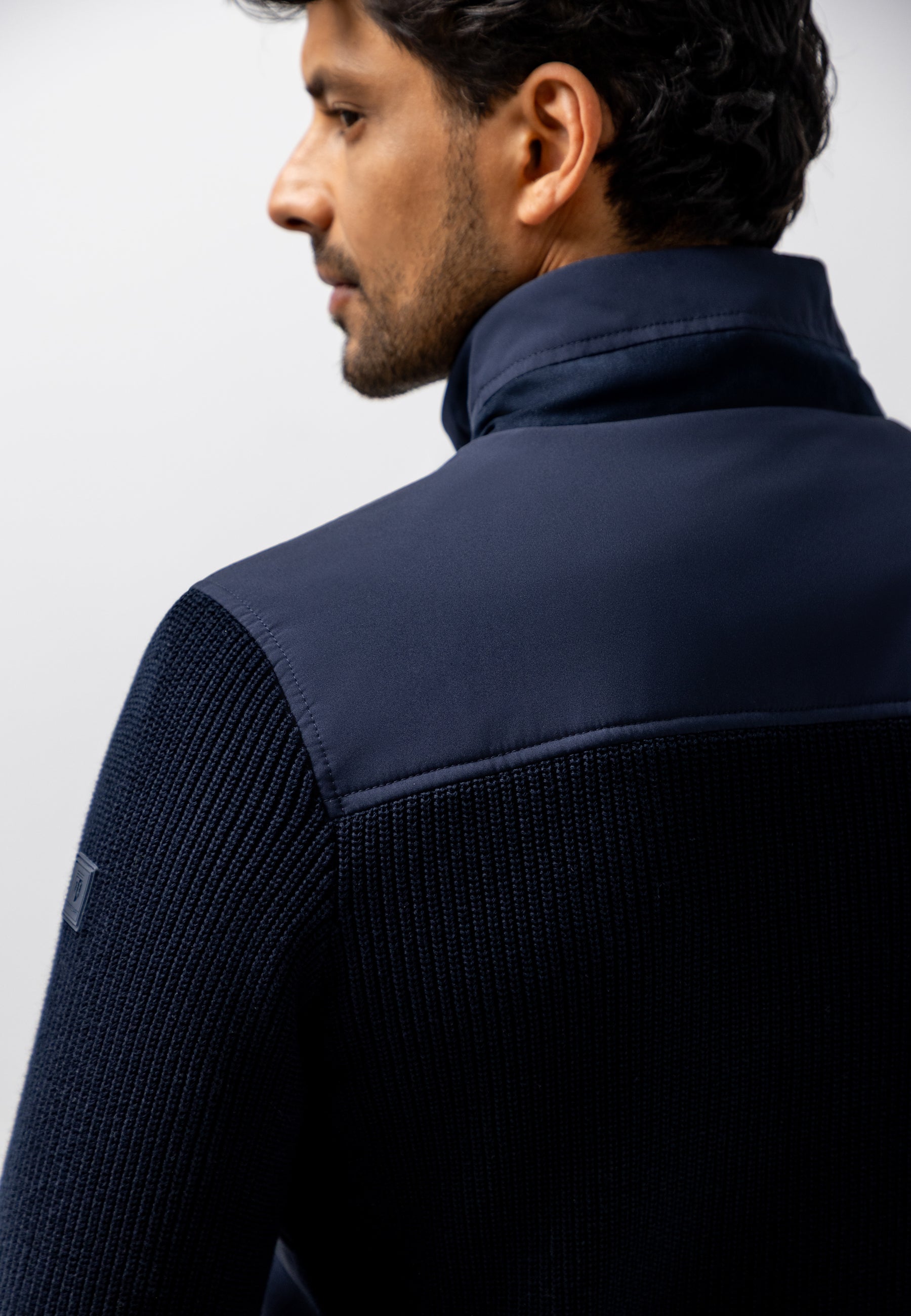 Cardigan with suede-look front