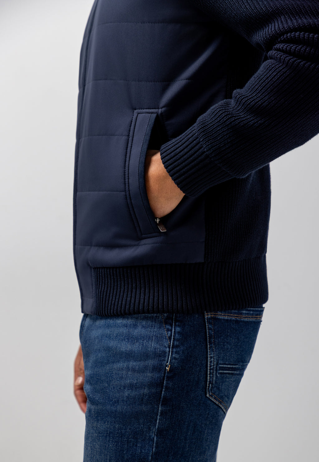 Cardigan with suede-look front