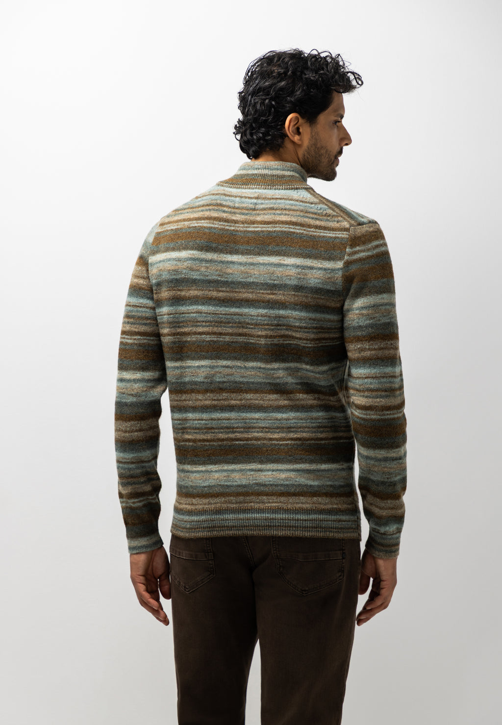 Striped jumper with half zip