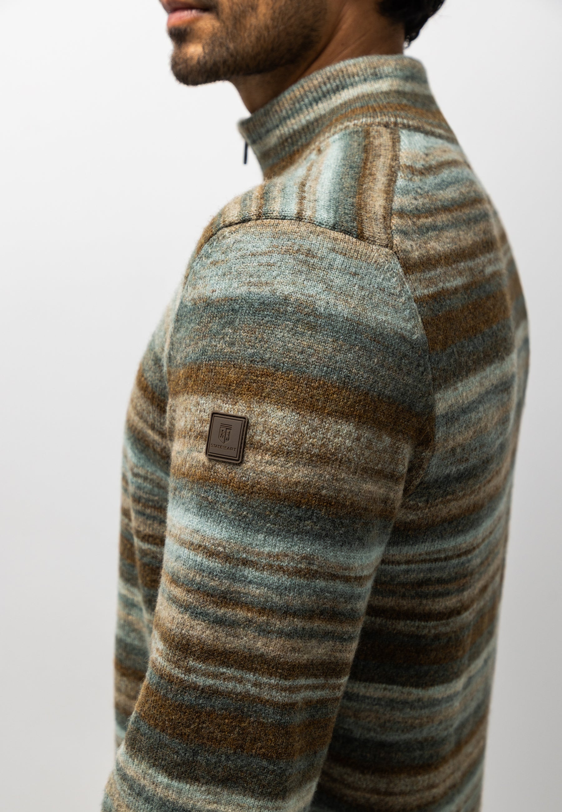 Striped jumper with half zip