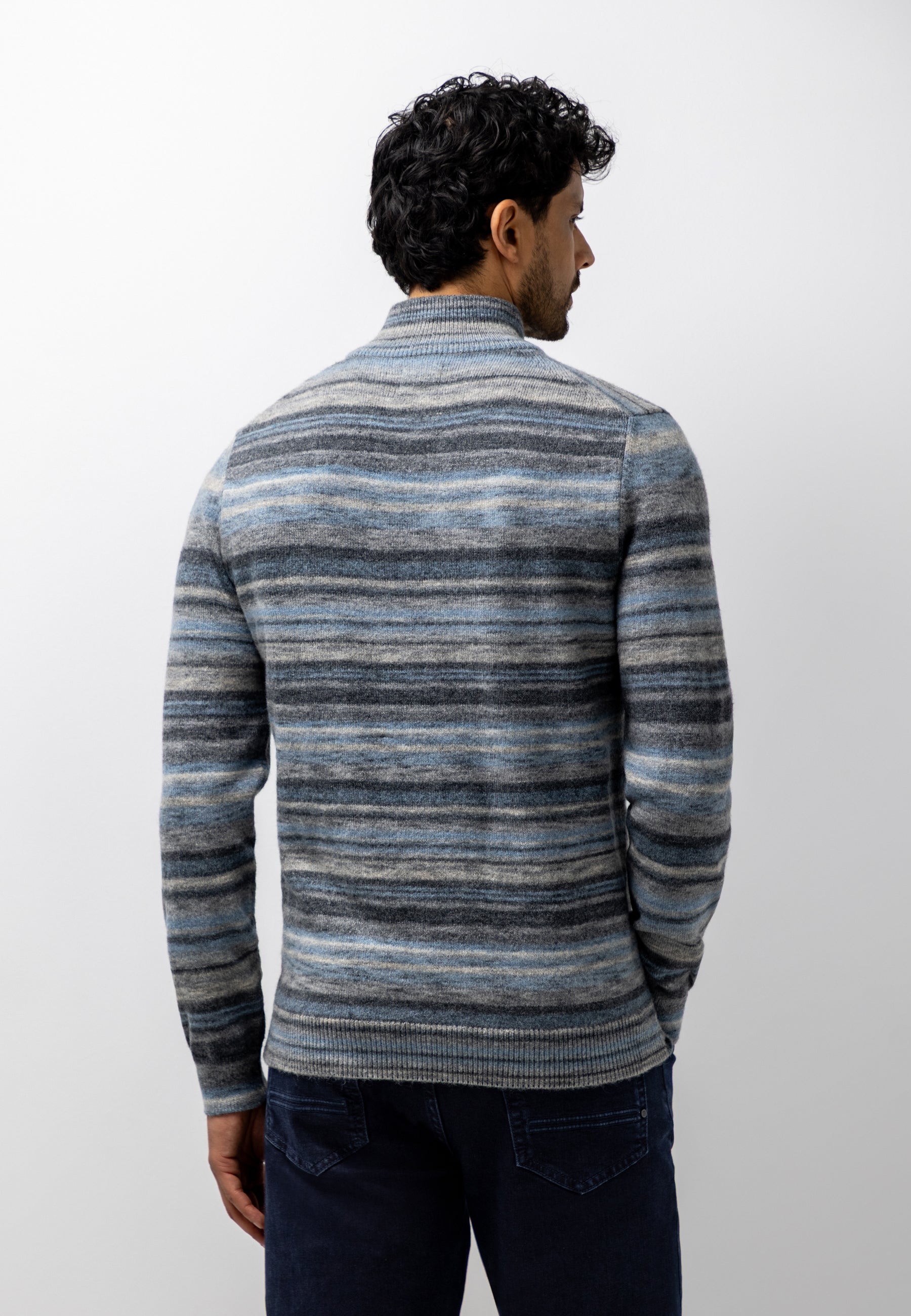 Striped jumper with half zip