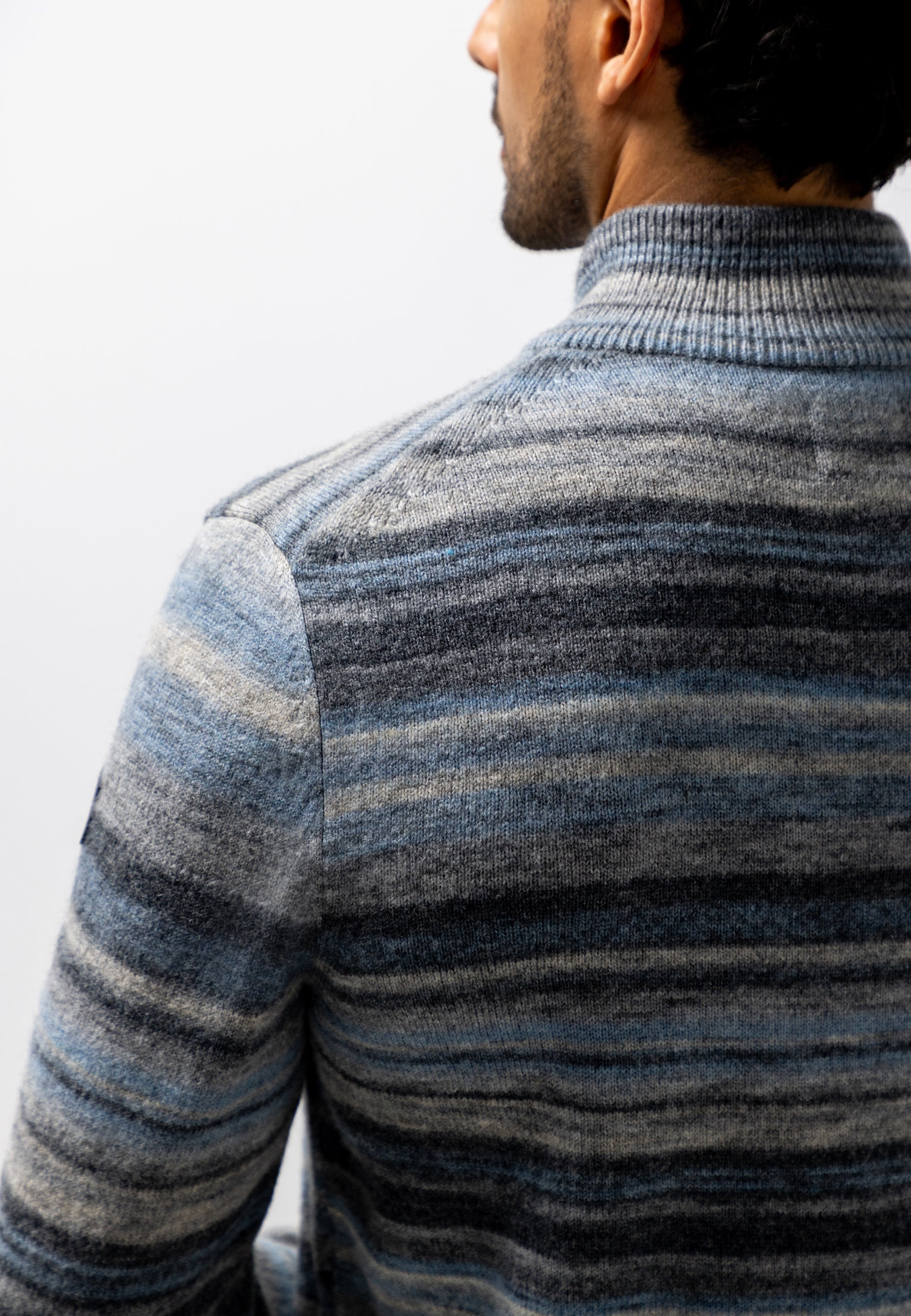 Striped jumper with half zip