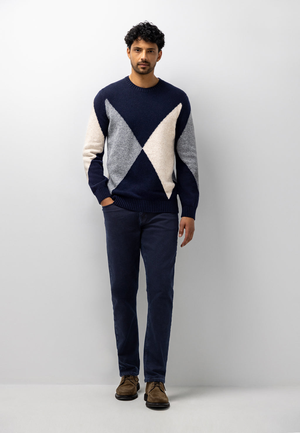 Lambswool-blend jacquard jumper